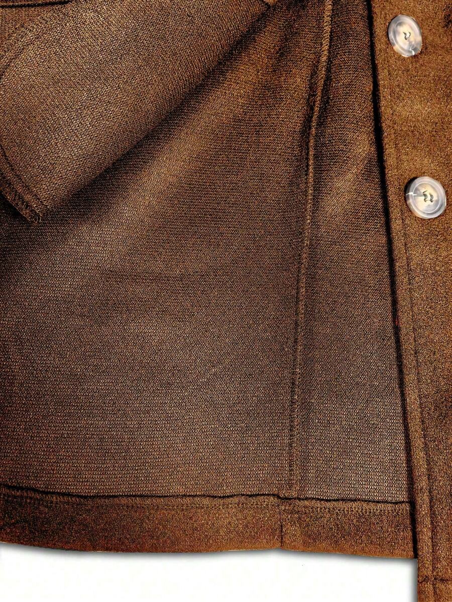 EMERY ROSE Black Lapel Button Decor Waist Cinched Mid-Length Women Overcoat