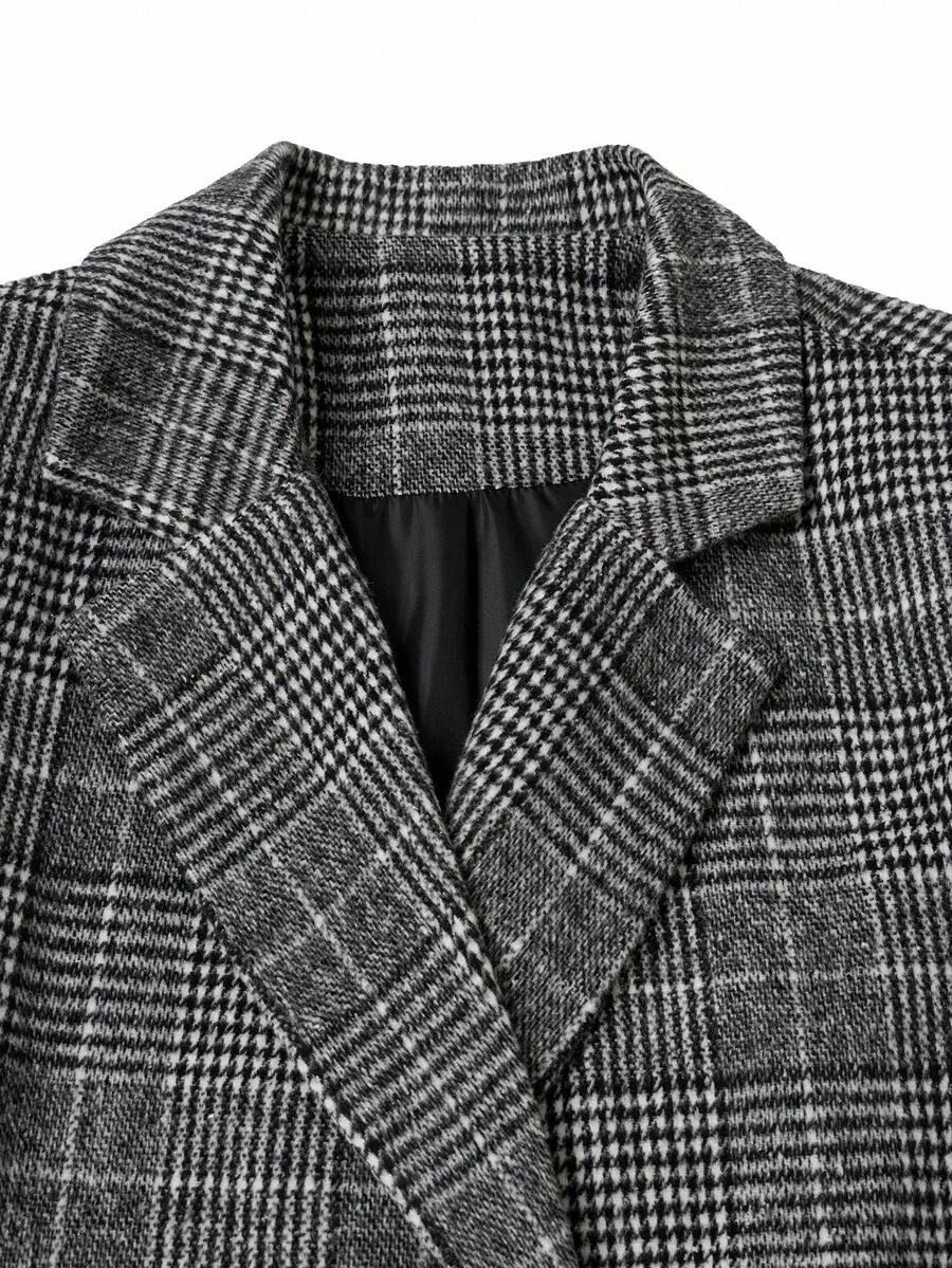 Clasi Women's Solid Color Double-Breasted Long Sleeve Woolen Windbreaker, Fashionable For Autumn/Winter