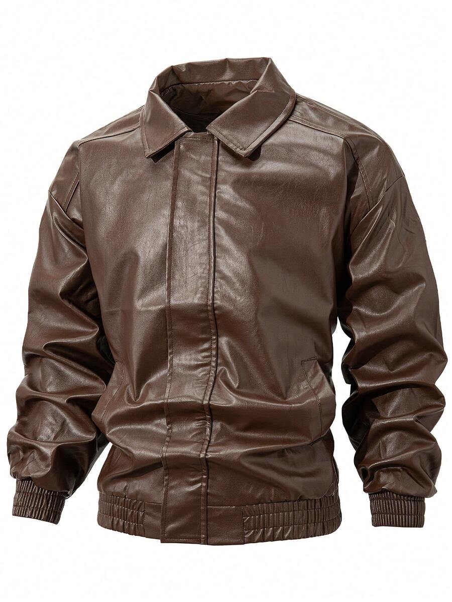 Men's Casual Loose Fit Business Leather Jacket, Fall/Winter