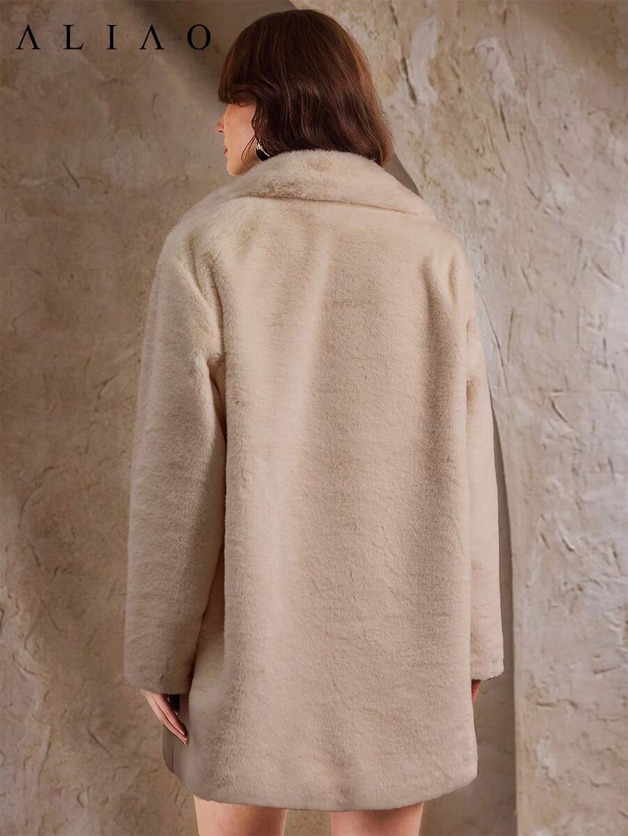 Aliao High-End Imitation Fur Warm Coat, Winter Coats, Halloween, Business Casual Woman, Trench Coats, Minimalist Style, Solid Color, Court Style, Valentine's Day Outfit, Wedding Season