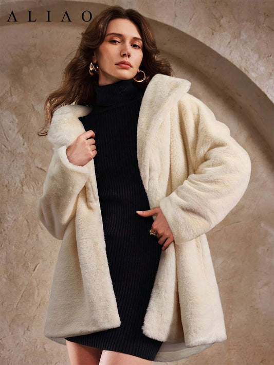Aliao High-End Imitation Fur Warm Coat, Winter Coats, Halloween, Business Casual Woman, Trench Coats, Minimalist Style, Solid Color, Court Style, Valentine's Day Outfit, Wedding Season
