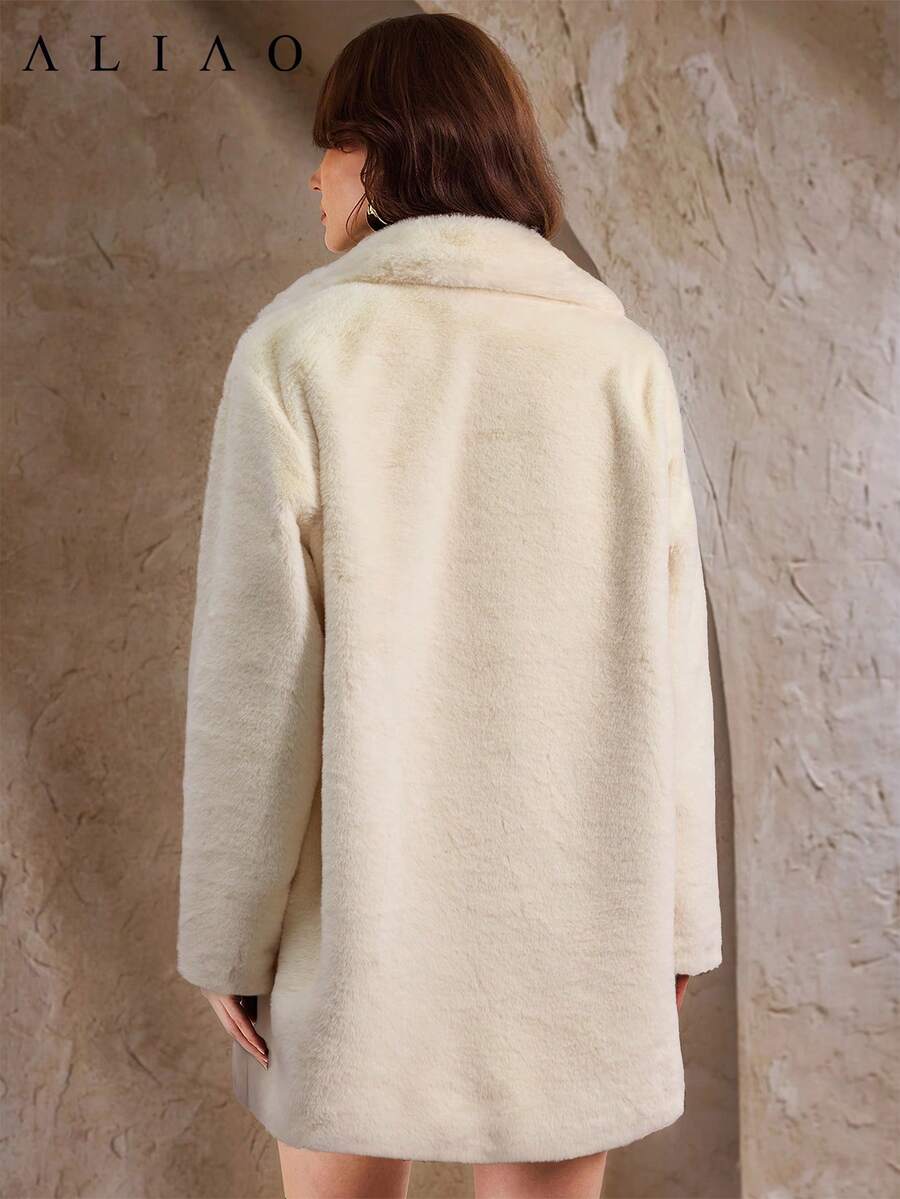 Aliao High-End Imitation Fur Warm Coat, Winter Coats, Halloween, Business Casual Woman, Trench Coats, Minimalist Style, Solid Color, Court Style, Valentine's Day Outfit, Wedding Season