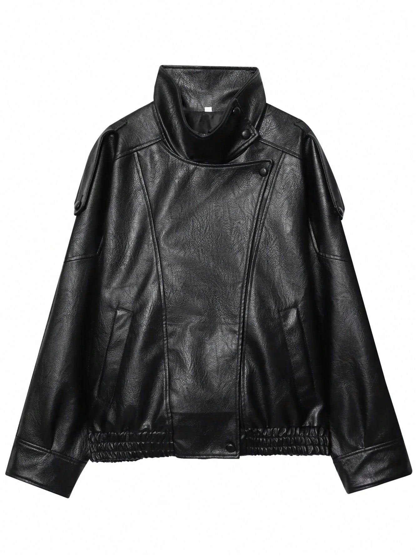 Black PU Leather Jacket Women Autumn Winter Bomber Jacket Coats Tops Fall Ladies Outerwears Long Sleeve Tops Winter Button Coat