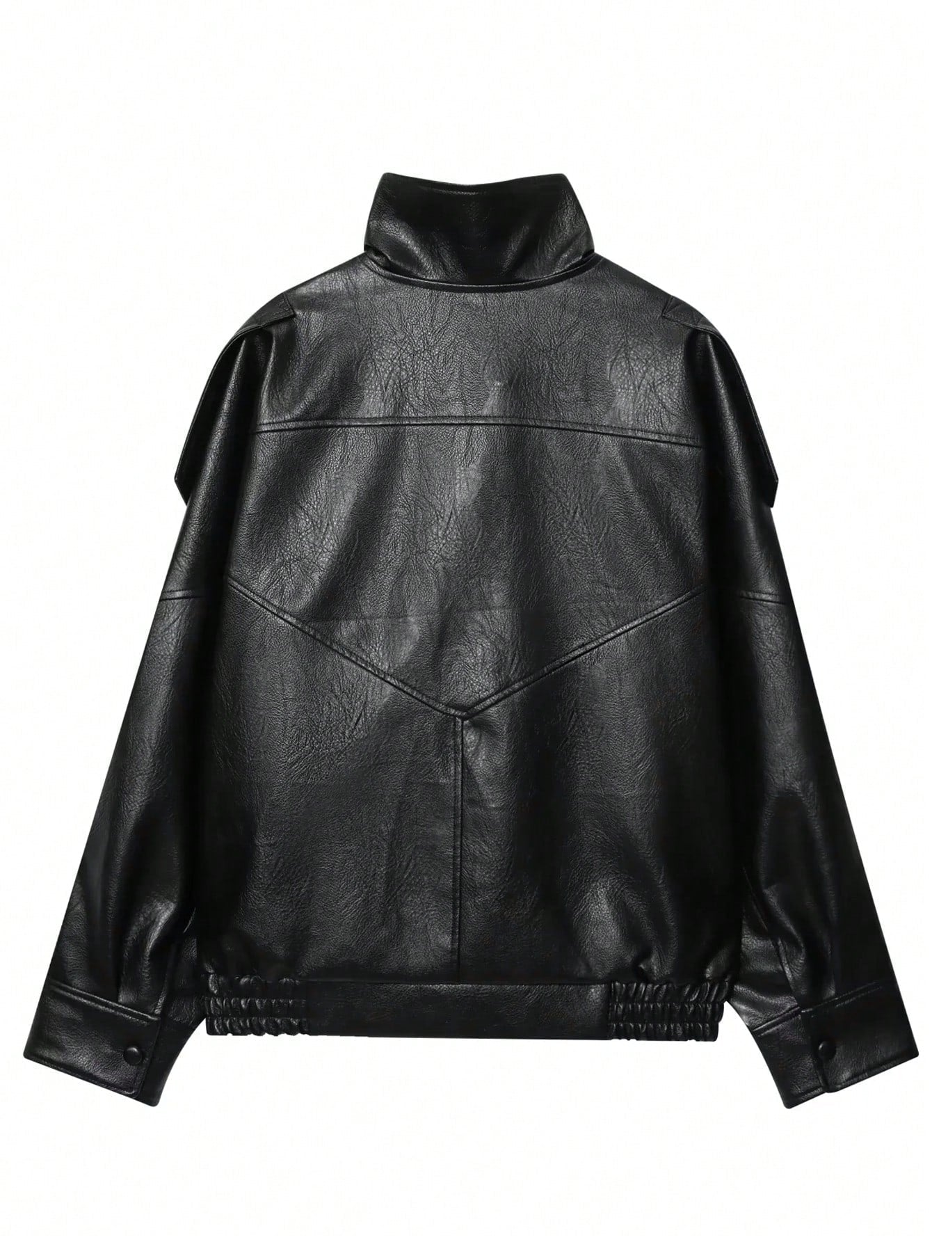 Black PU Leather Jacket Women Autumn Winter Bomber Jacket Coats Tops Fall Ladies Outerwears Long Sleeve Tops Winter Button Coat