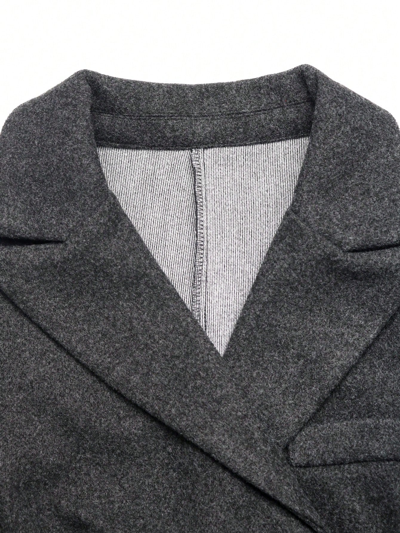 EMERY ROSE Women's Elegant Vintage Lapel Collar Double-Breasted Ruffle Hem Jacket, Autumn/Winter