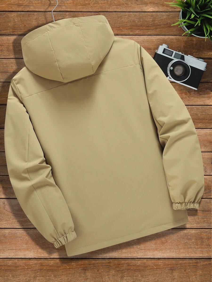 Manfinity Homme Loose Fit Men's Letter Graphic Zip-Up Hoodie Jacket (Without T-Shirt)