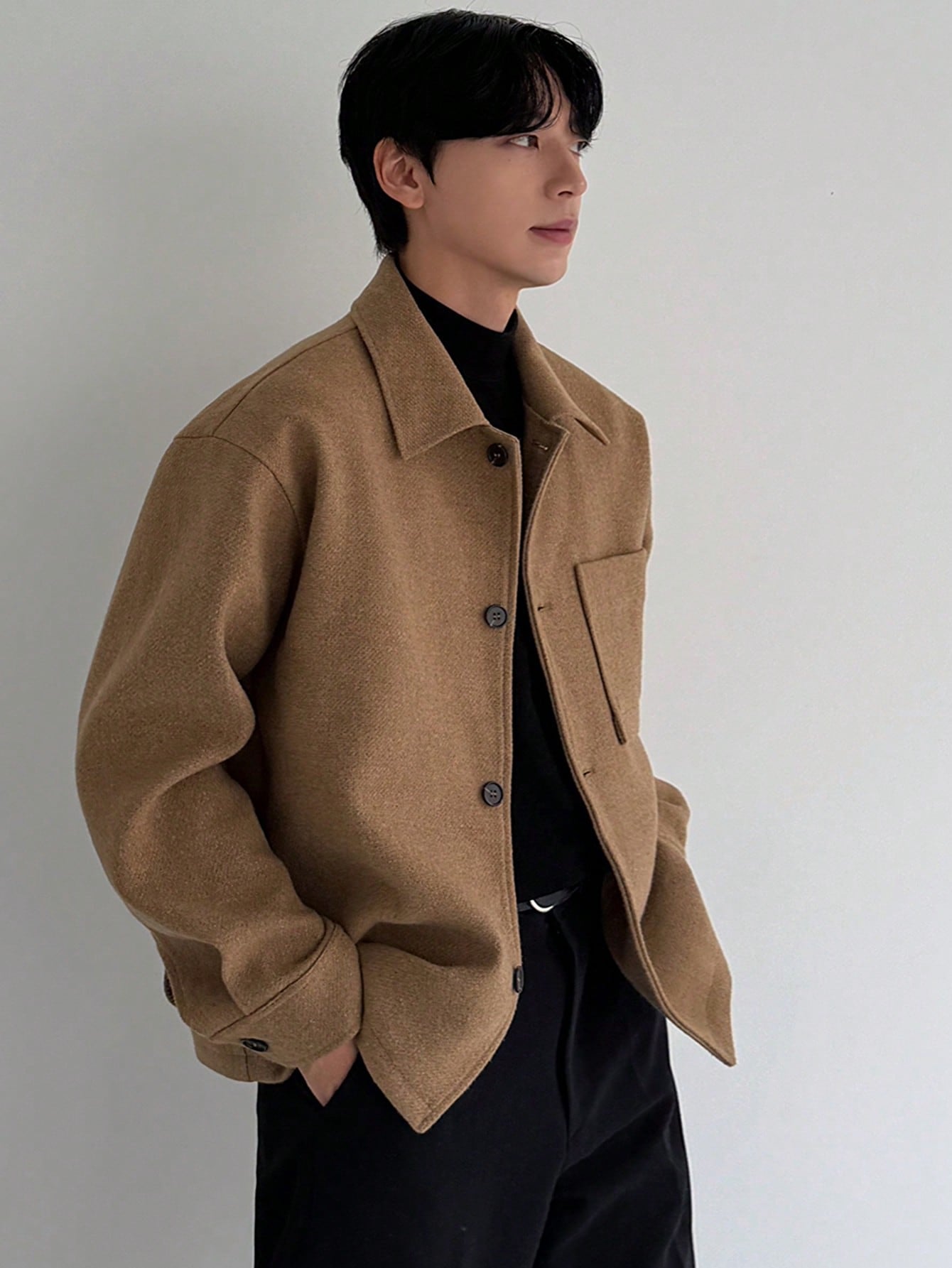 DAZY Men's Brown Textured Fabric Commuter Jacket And Coat, Autumn Business Attire