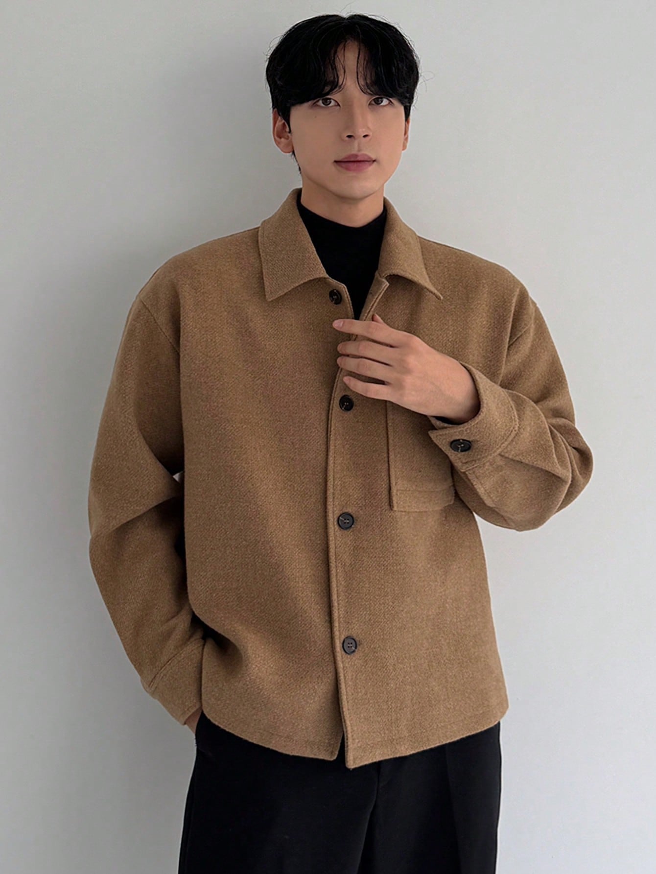 DAZY Men's Brown Textured Fabric Commuter Jacket And Coat, Autumn Business Attire