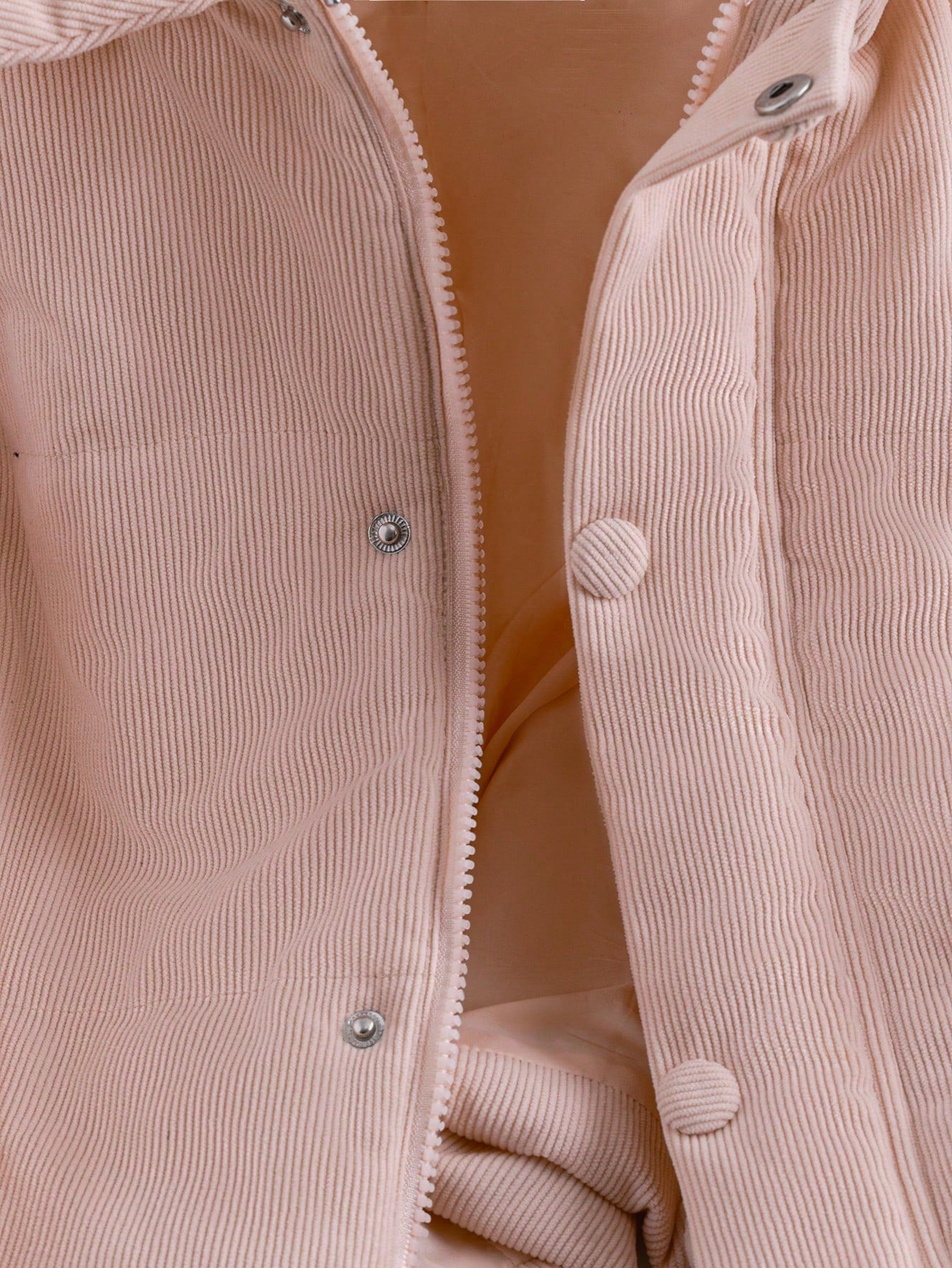 GlowEve Women's Autumn/Winter Korean Style Pink Corduroy Patchwork Collar Cotton Padded Jacket, Unique Design Versatile Outerwear