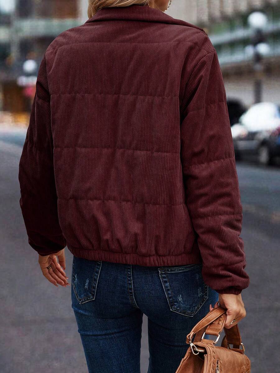 Clasi Zip Up Snap Button Padded Padded Coat Clothes Winter Fall Cloth For Women