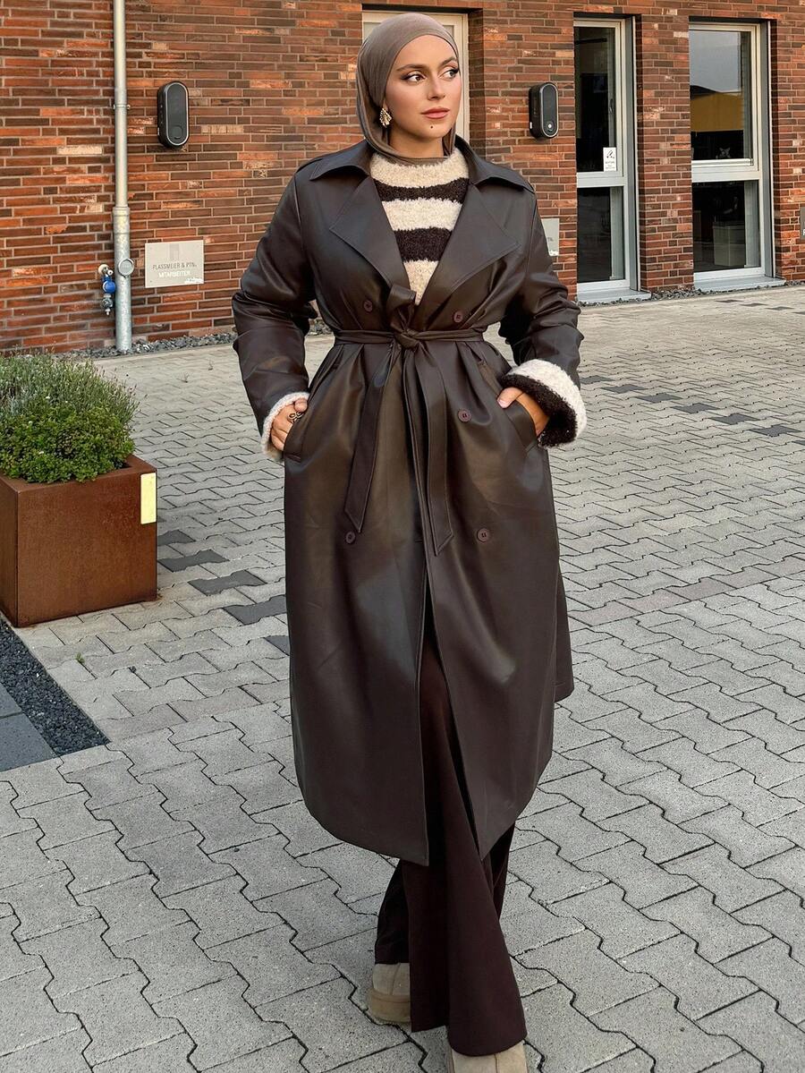 Livesso Autumn/Winter New Loose Casual Thick Elegant Heavy-Duty PU Long Women's Regular Jacket