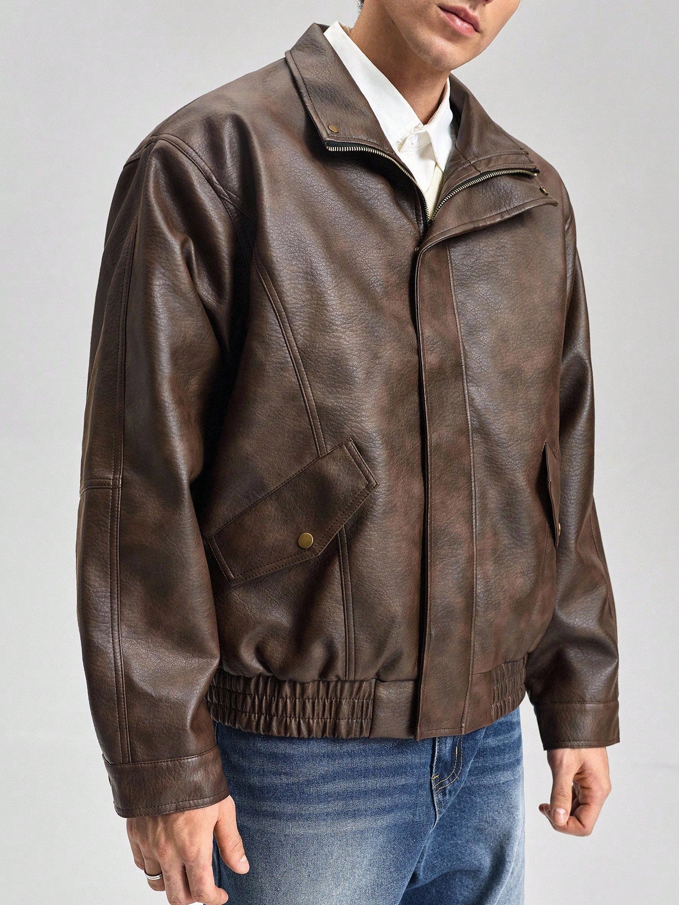 OFFICEAU Men's Old Money Men Jacket Leather Coat