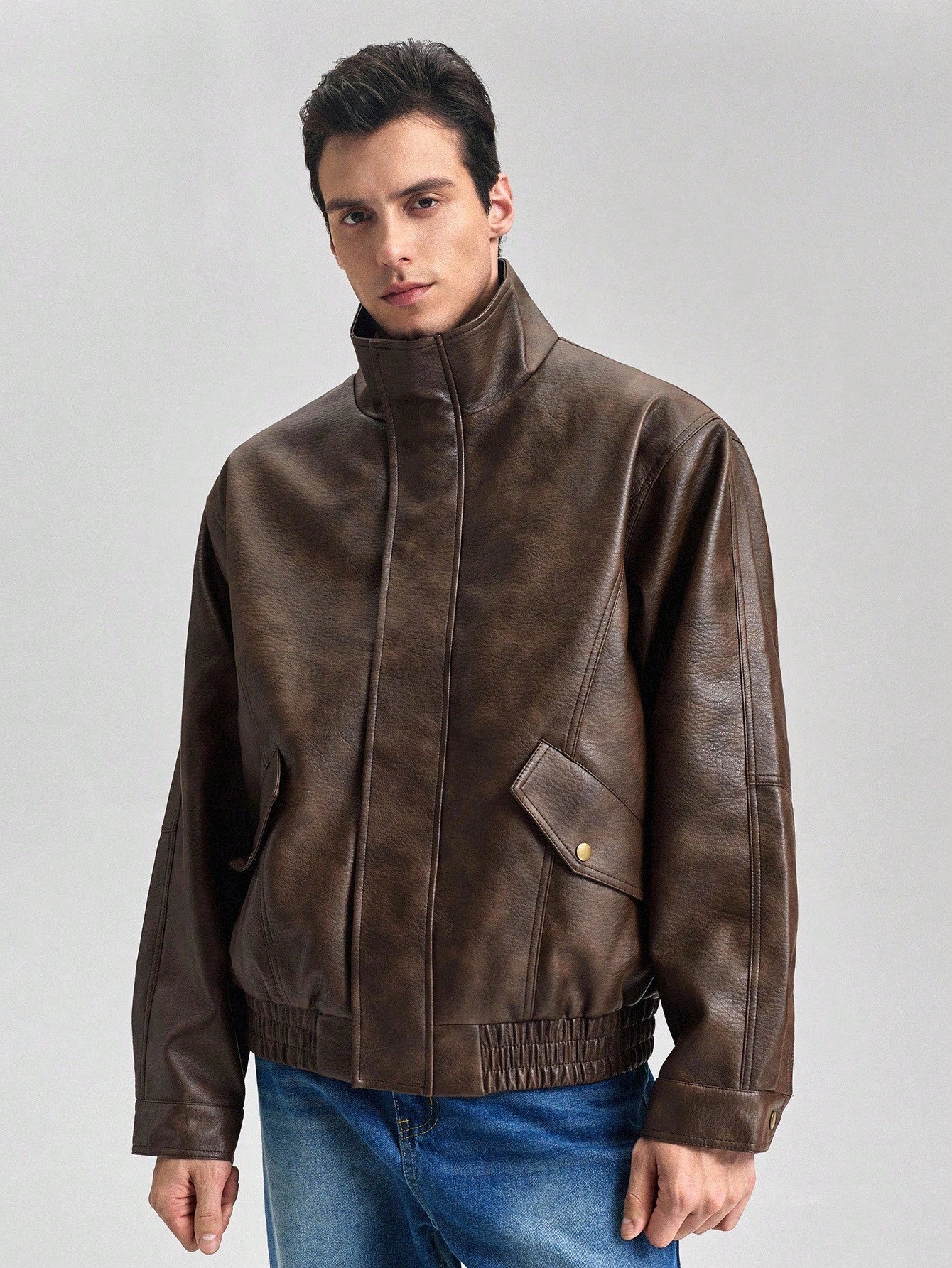 OFFICEAU Men's Old Money Men Jacket Leather Coat
