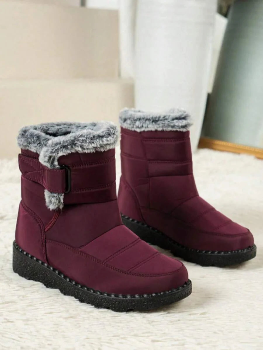 Yards Outdoor Thickened Thermal Lined Snow Boots For Women, Mid-Calf Length For Winter, Round Toe