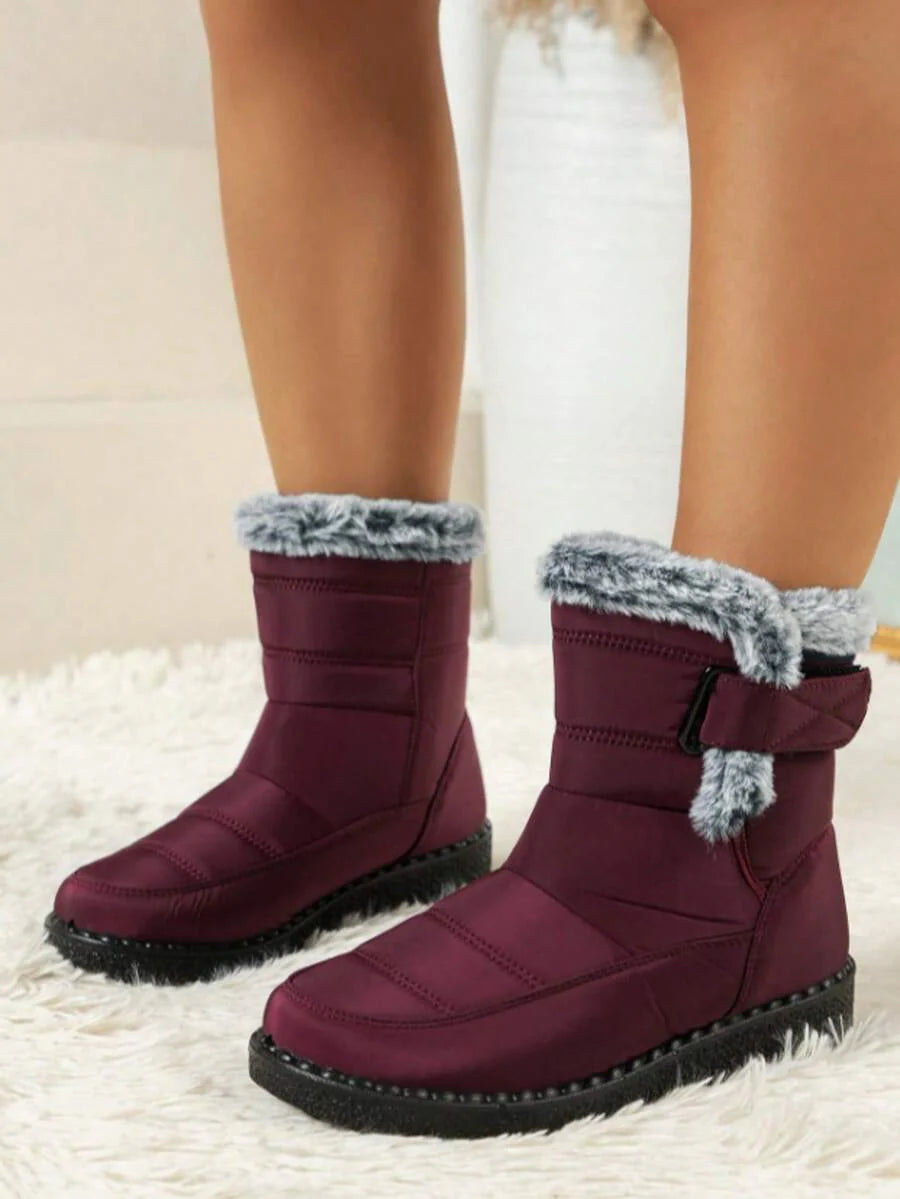 Yards Outdoor Thickened Thermal Lined Snow Boots For Women, Mid-Calf Length For Winter, Round Toe