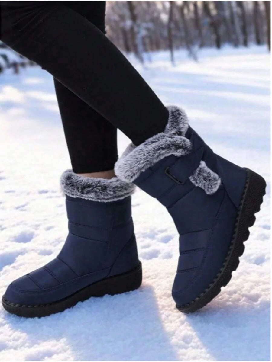Yards Outdoor Thickened Thermal Lined Snow Boots For Women, Mid-Calf Length For Winter, Round Toe