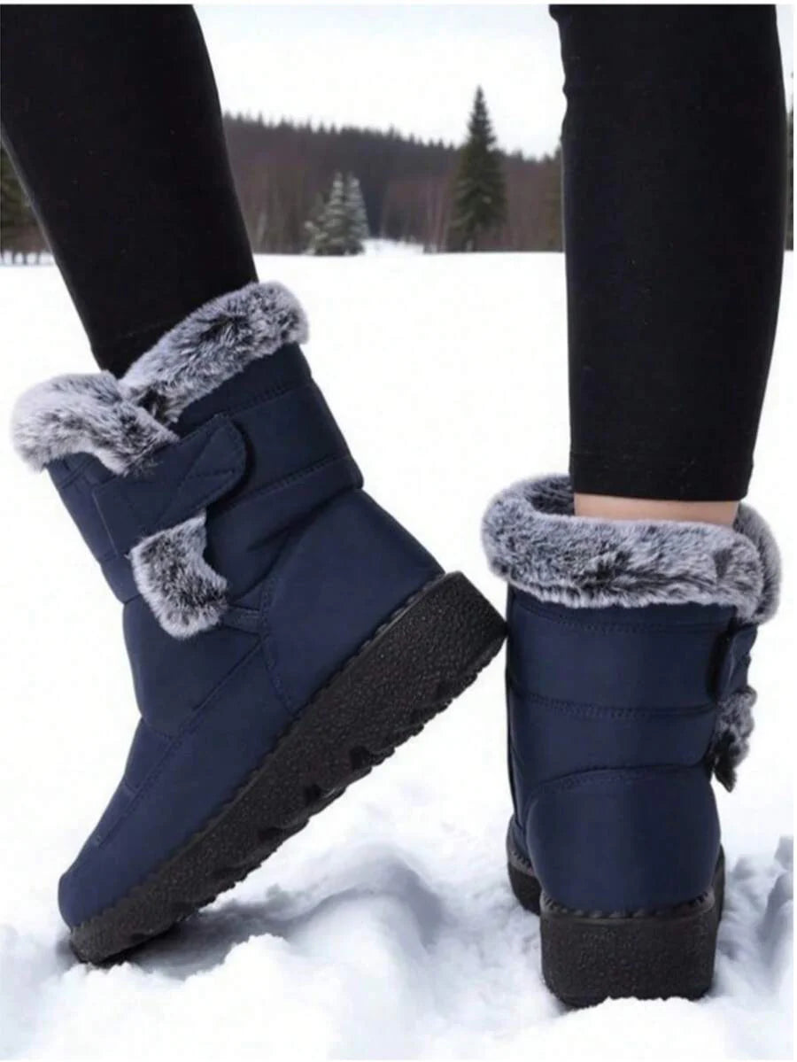 Yards Outdoor Thickened Thermal Lined Snow Boots For Women, Mid-Calf Length For Winter, Round Toe