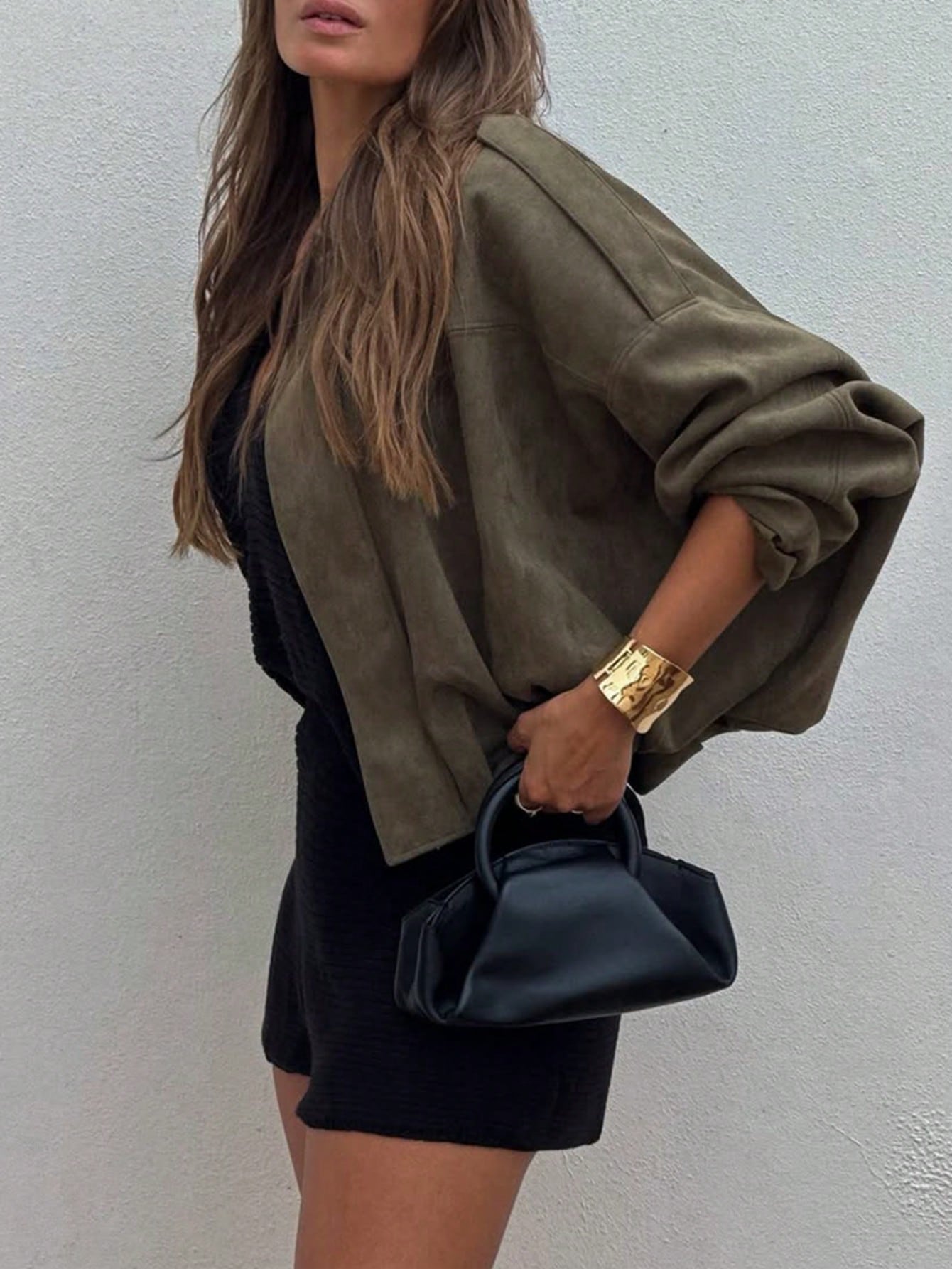 Dirty Martini Green Suede Bomber Jackets Women Long Sleeve Zipper Oversized Jackets Fashion 2025 Fall Winter Casual Streetwear Outwears Christmas Outfit