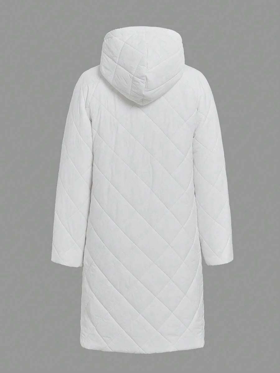 SHEIN Clasi Women Zip Up Hooded Teddy Lined Quilted Coat In Fall/Winter