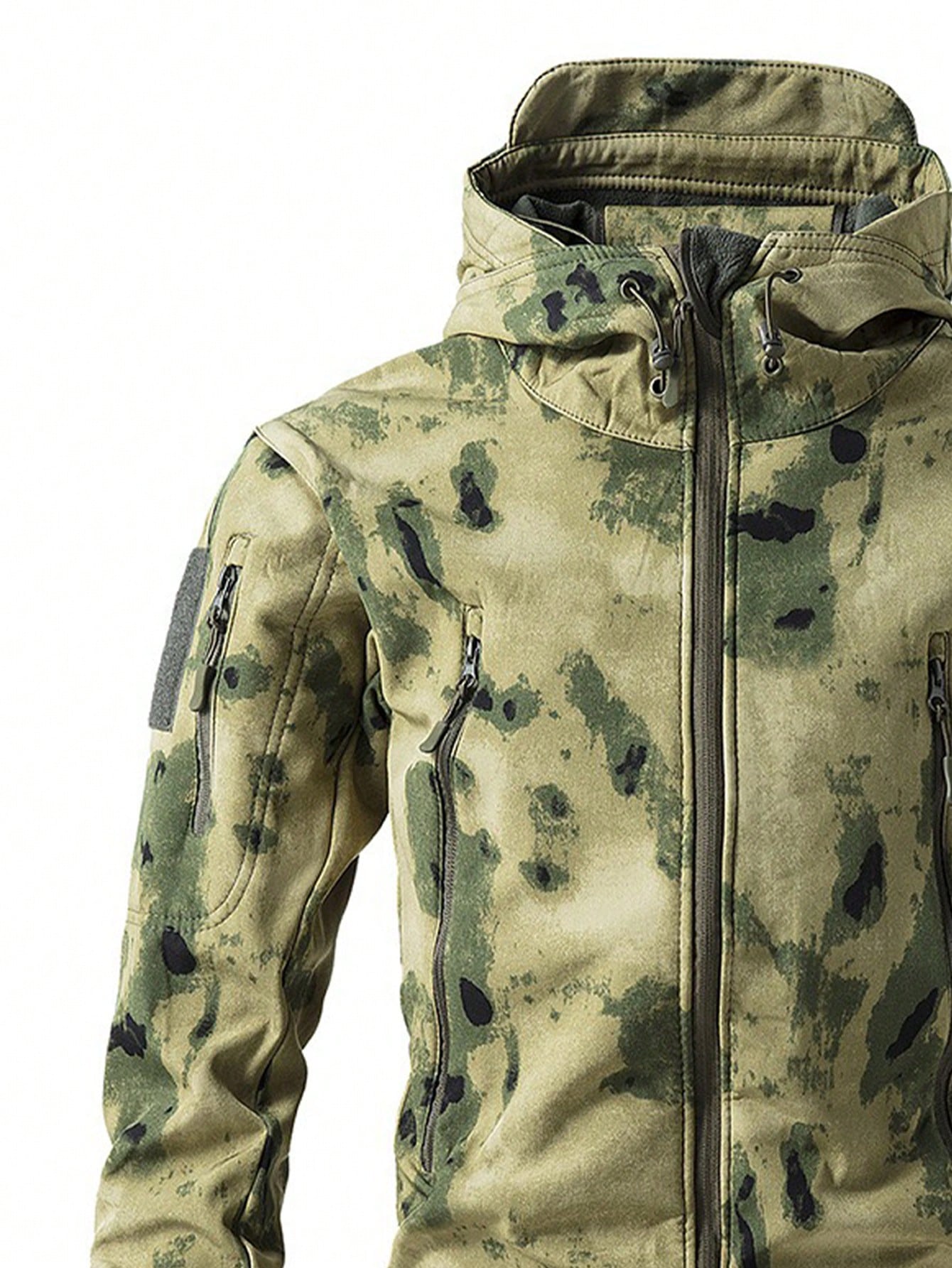Men's Thermal Lined Casual Sports Jacket, Windproof Waterproof Outdoor Camouflage Softshell Coat, Autumn/Winter, Fleece