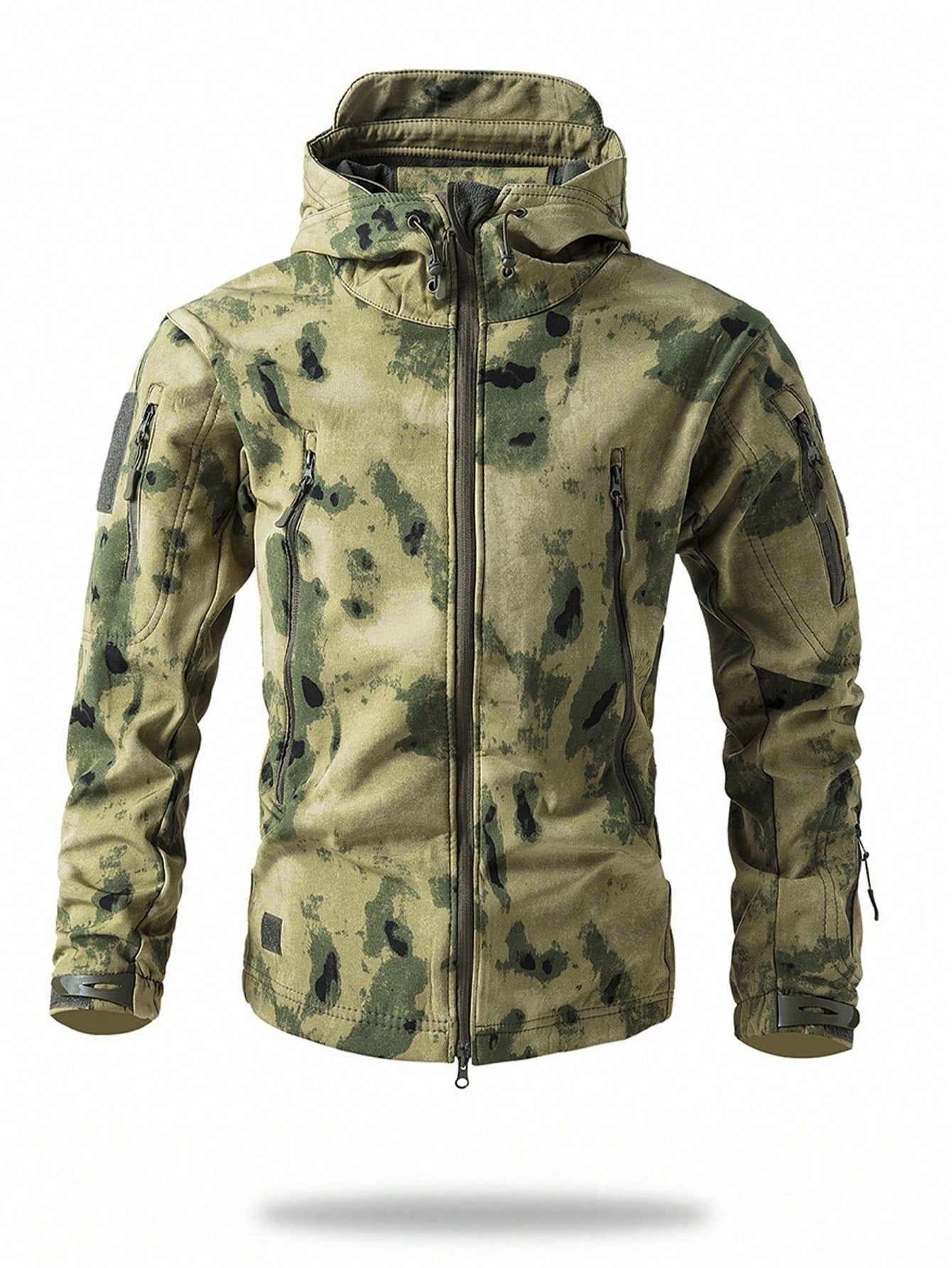 Men's Thermal Lined Casual Sports Jacket, Windproof Waterproof Outdoor Camouflage Softshell Coat, Autumn/Winter, Fleece