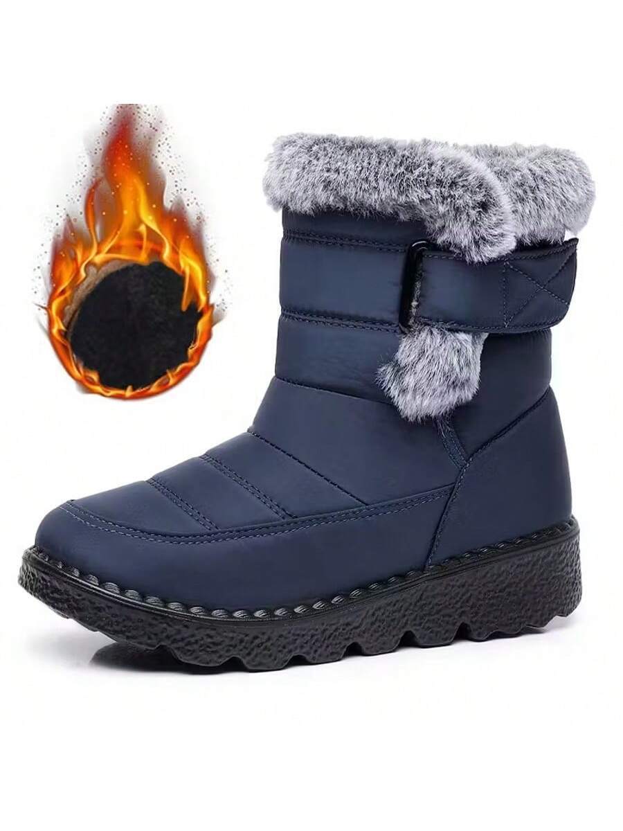 Yards Outdoor Thickened Thermal Lined Snow Boots For Women, Mid-Calf Length For Winter, Round Toe