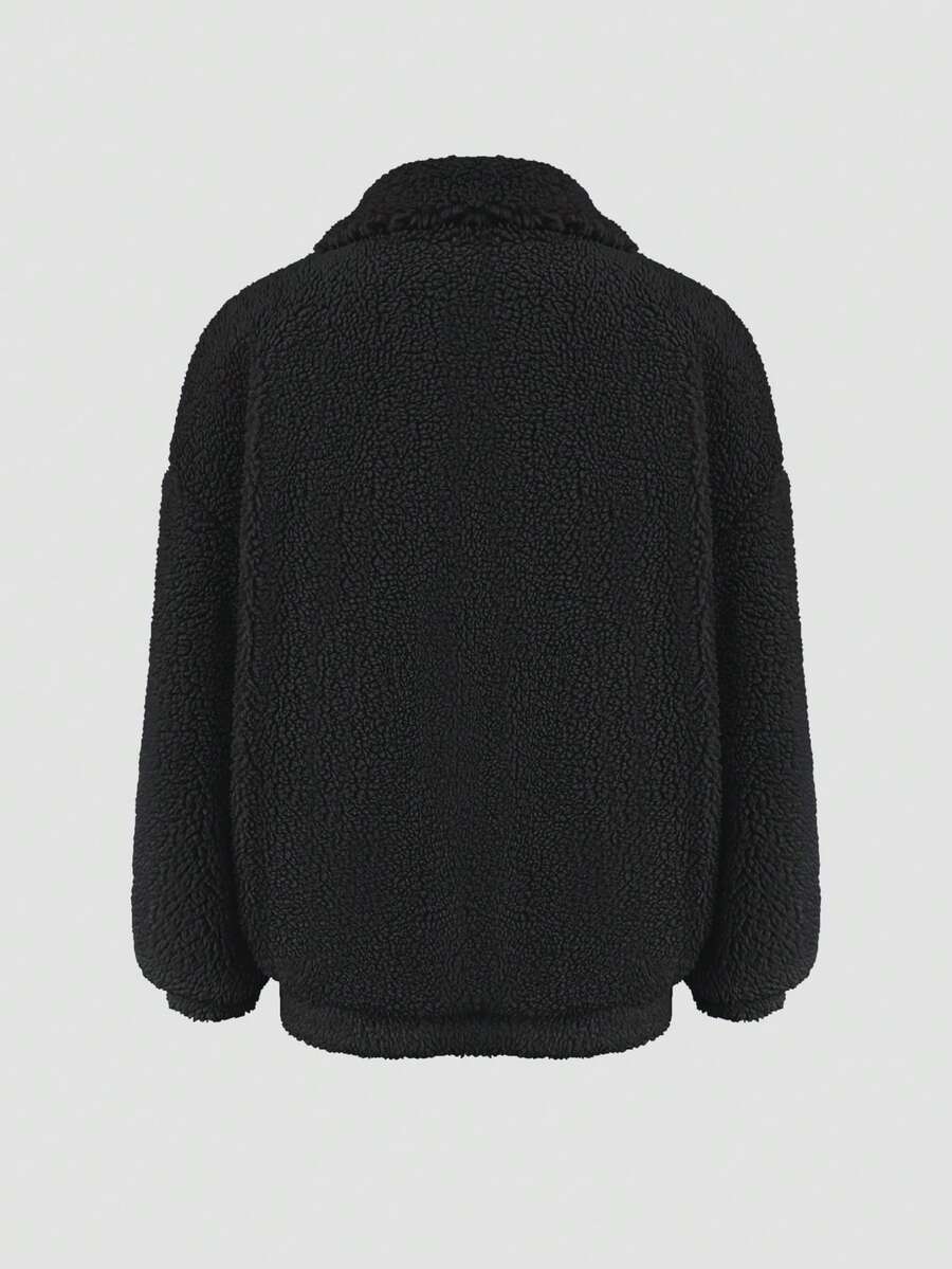 Contrast Color Patchwork Soft Fleece Zipper Hoodie, Casual Wear