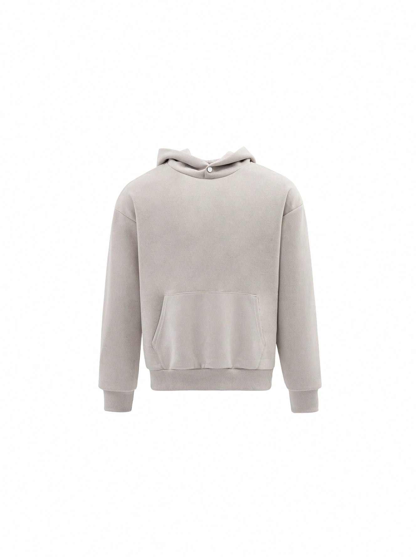MT99 Suede Series Solid Color Pullover Hoodie, Beige, Button Decor, Unisex Design