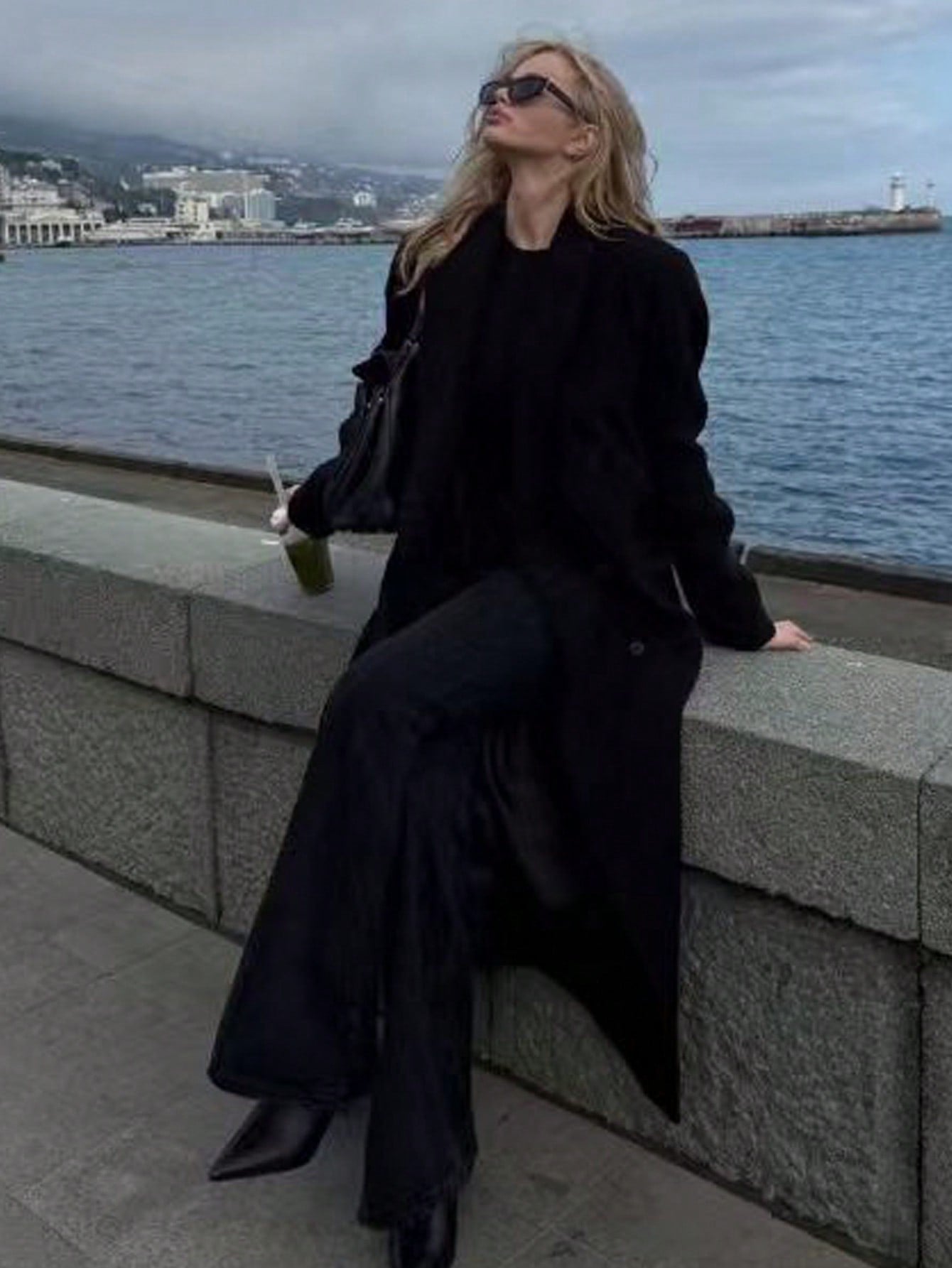 Women's Casual Button Pocket Straight Long Sleeve Long Coat Jacket, Suitable For Commuting And Leisure, Autumn/Winter
