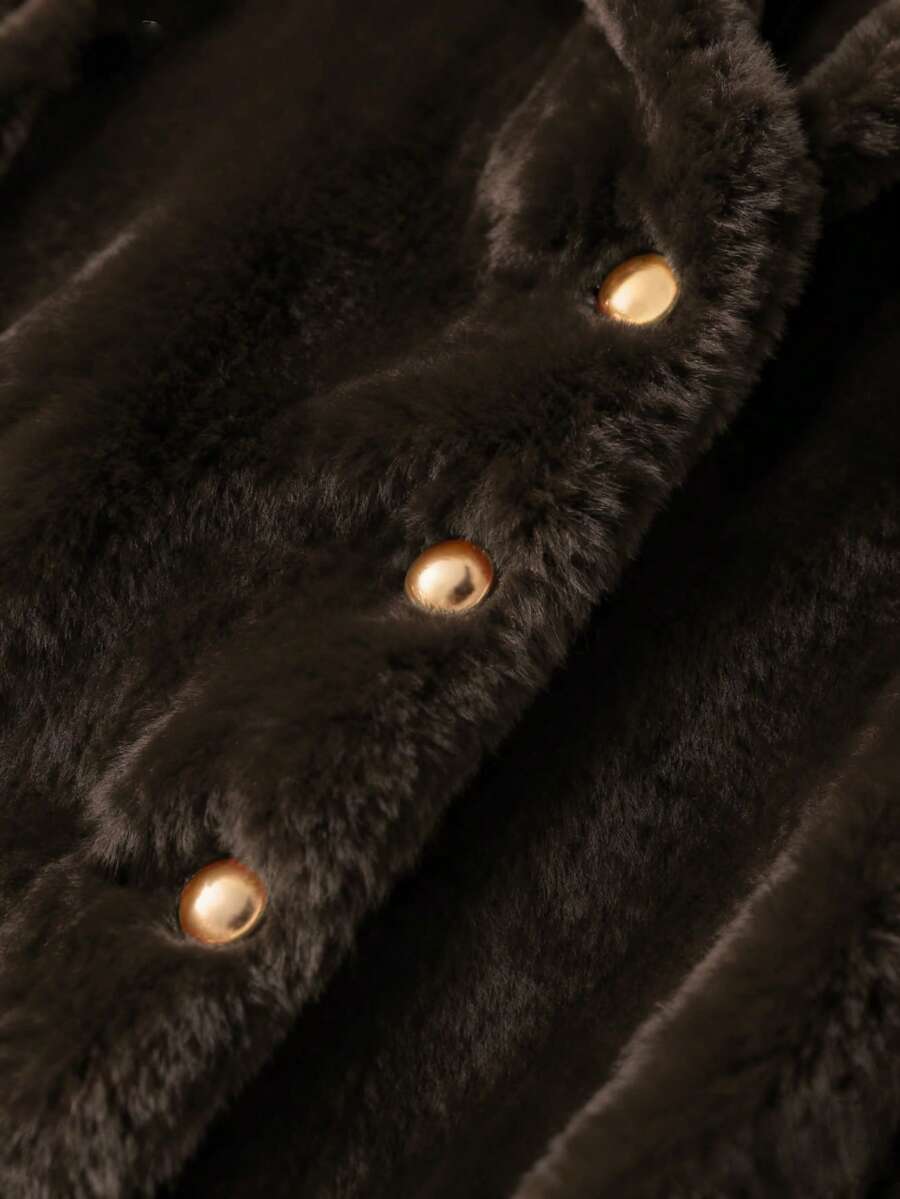 Franclia Women's Solid Color Faux Fur Jacket, Fashionable For Autumn/Winter
