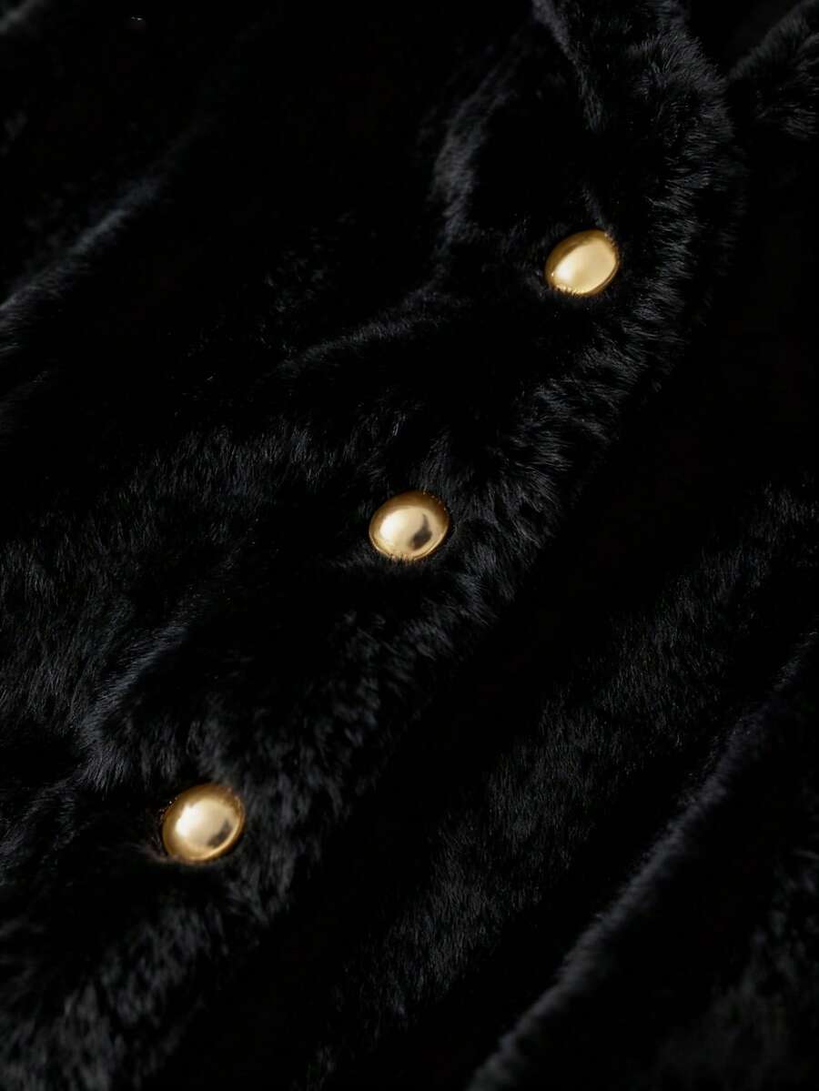 Franclia Women's Solid Color Faux Fur Jacket, Fashionable For Autumn/Winter