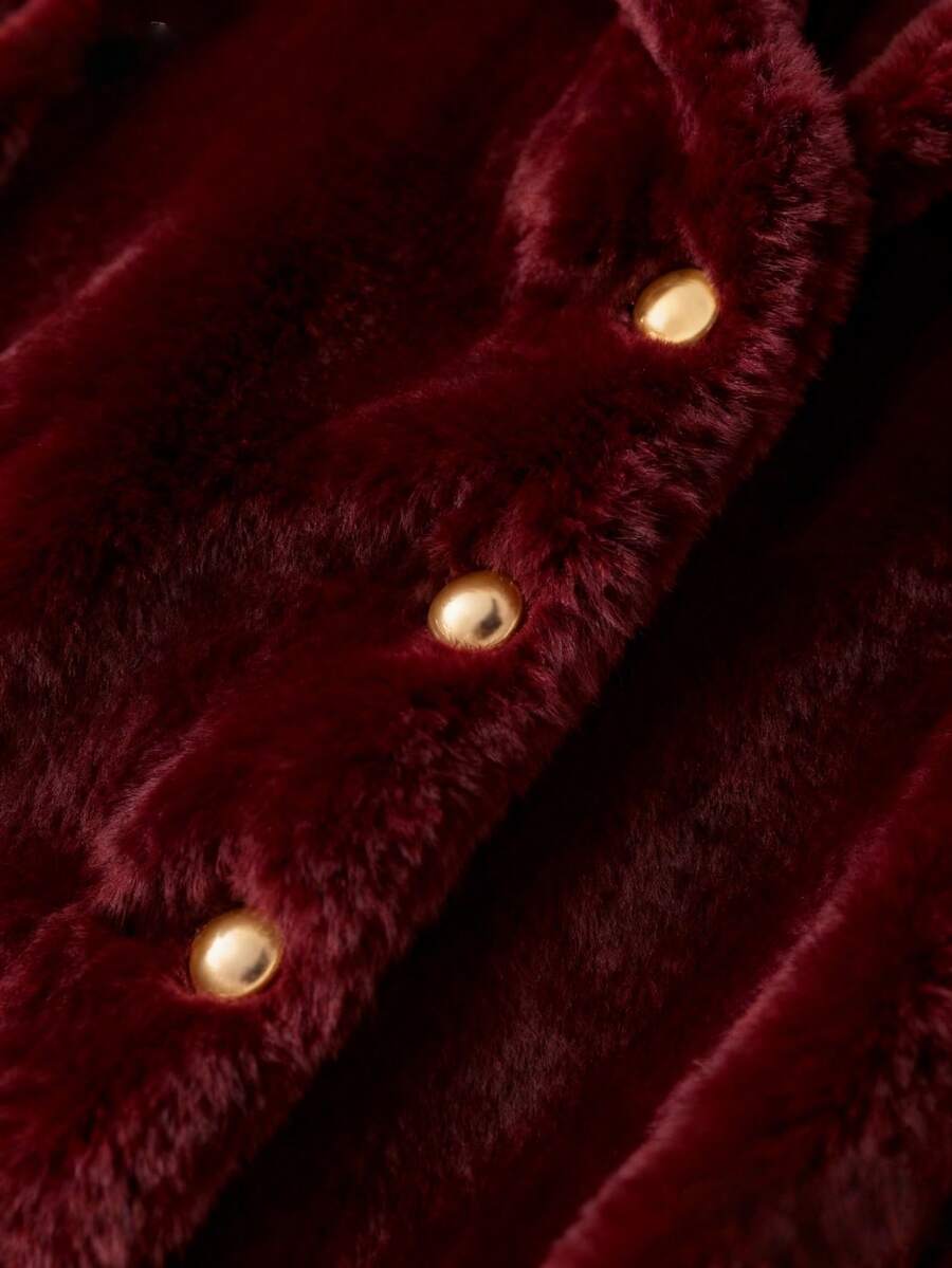 Franclia Women's Solid Color Faux Fur Jacket, Fashionable For Autumn/Winter