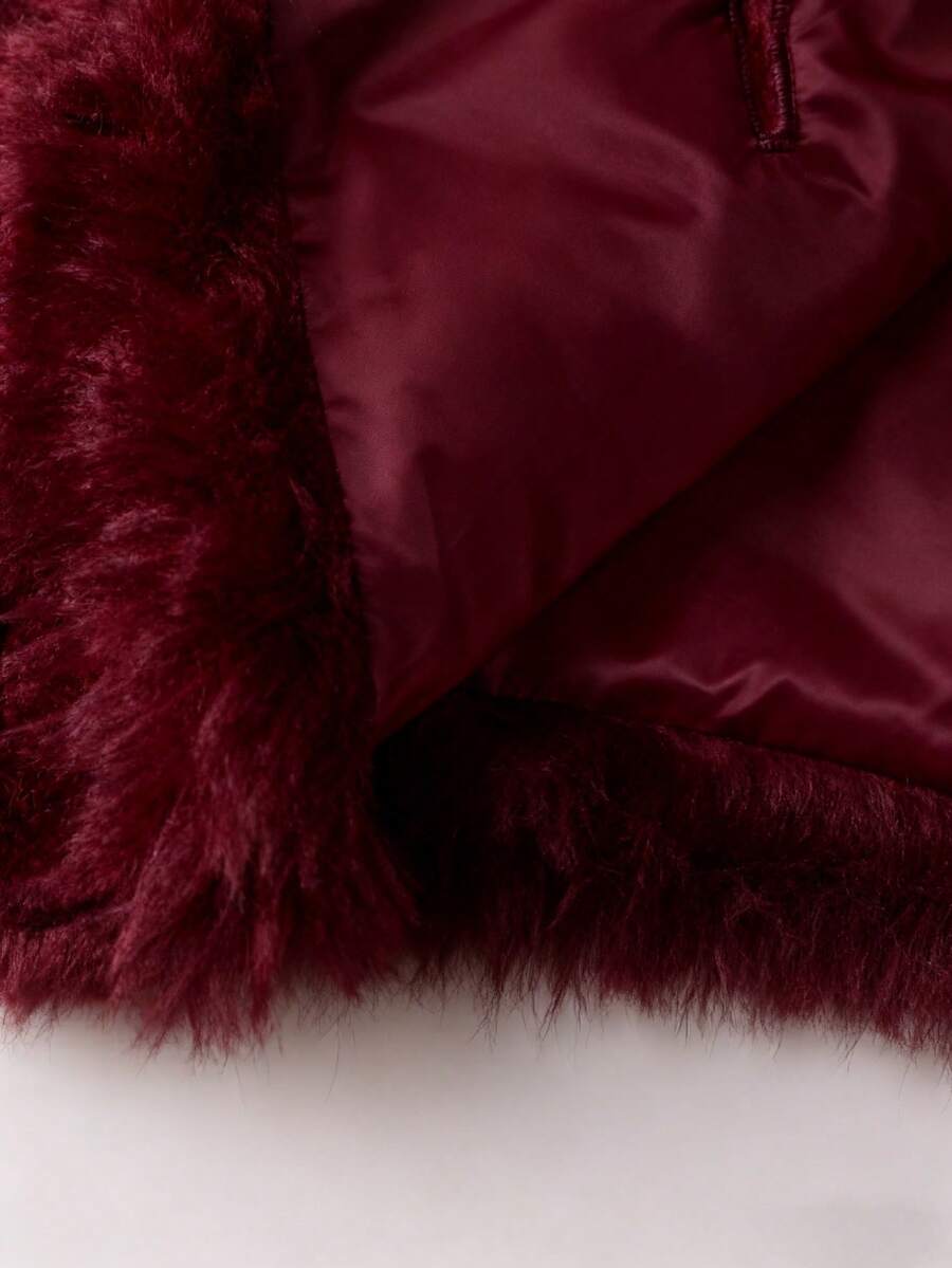 Franclia Women's Solid Color Faux Fur Jacket, Fashionable For Autumn/Winter