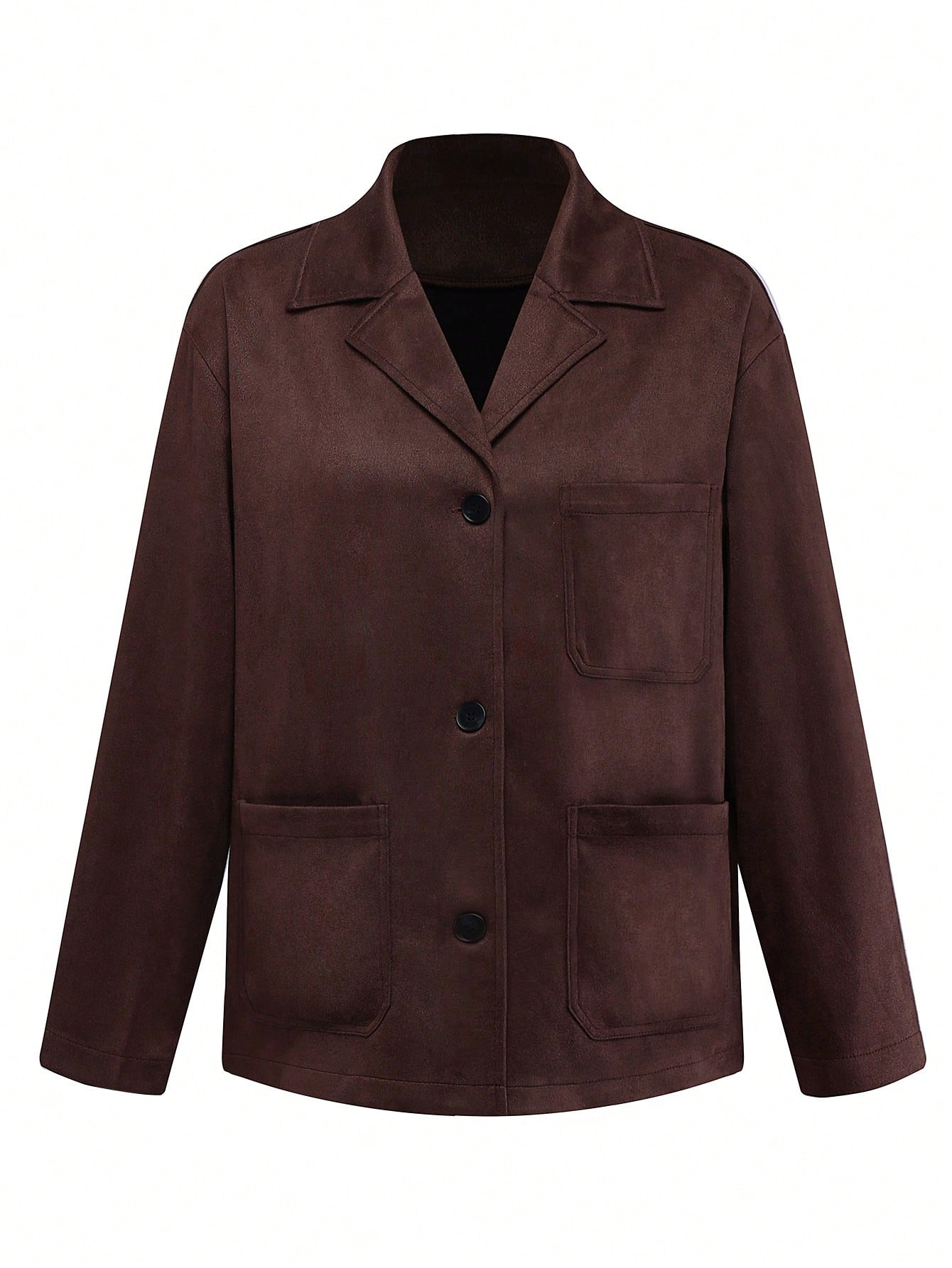 Autumn Long Sleeve Maillard Brown Lapel Fleece Loose Barn Style High-End Suede Women Jacket