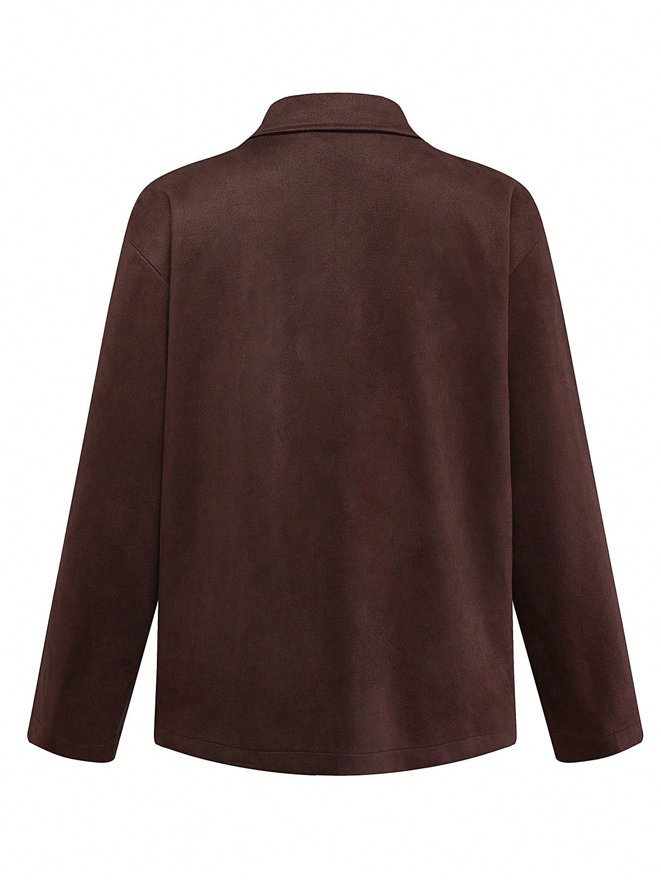 Autumn Long Sleeve Maillard Brown Lapel Fleece Loose Barn Style High-End Suede Women Jacket