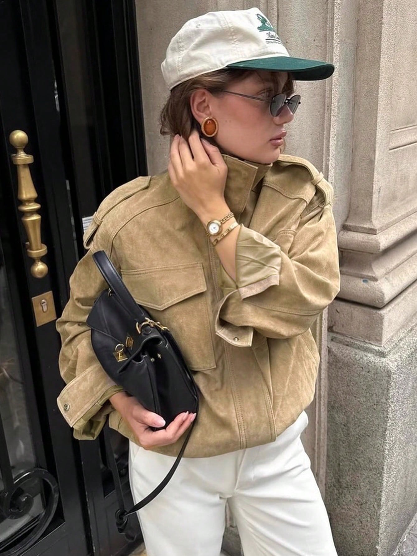 Autumn Bomber Jacket Winter Coat Female Zipper Outerwears PU Leather Jackets Long Sleeve Tops Fall Fashion Ladies Zip Up Varsity Jacket Streetwear Going Out Coats