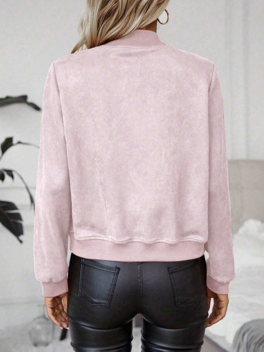 Calvaya Zip Up Bomber Jacket Fall Winter Cloth For Women