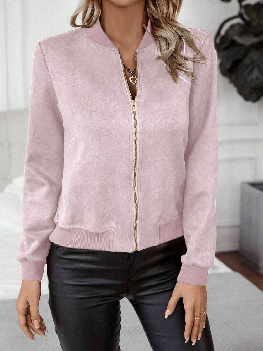 Calvaya Zip Up Bomber Jacket Fall Winter Cloth For Women