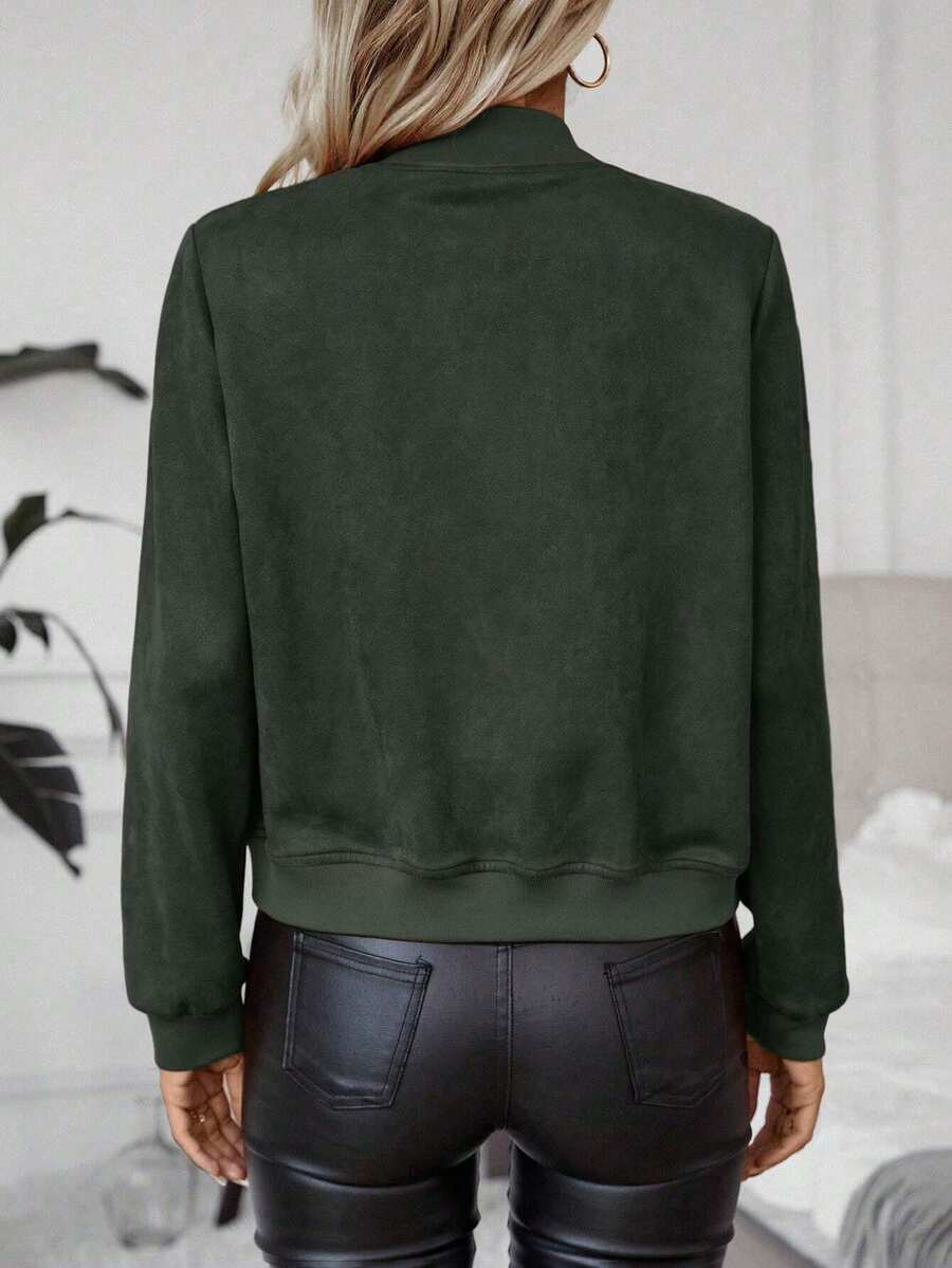 Calvaya Zip Up Bomber Jacket Fall Winter Cloth For Women