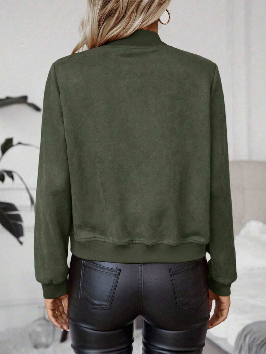 Calvaya Zip Up Bomber Jacket Fall Winter Cloth For Women