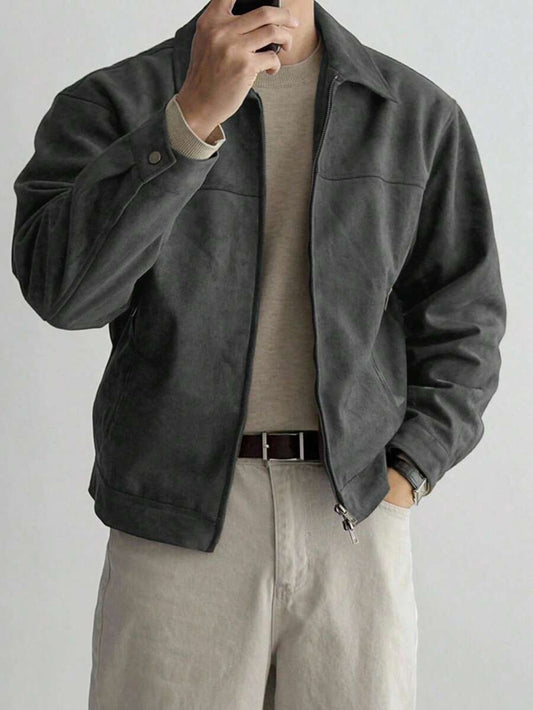 DAZY Apricot Suede Men's Jacket And Coat, Solid Color, Autumn