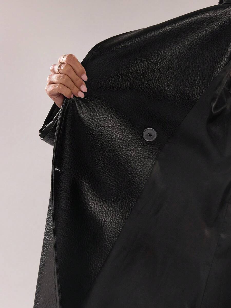 BAE Women's Solid Color Lapel NeckRaglan Sleeve Pocket Belted Casual Commuter Trench Coat, Autumn,Winter Clothes For Women