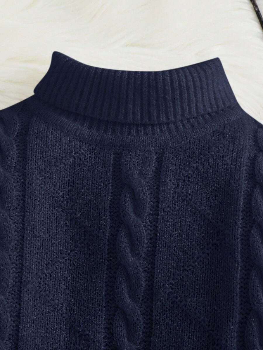 1pc Young Boys' Casual Comfortable Solid Color Versatile Loose Fit Turtleneck Sweater