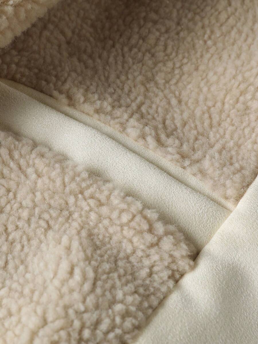 Manfinity Homme Men's Sherpa Fleece Jacket, Faux Suede Fur Collar, For Fall Winter