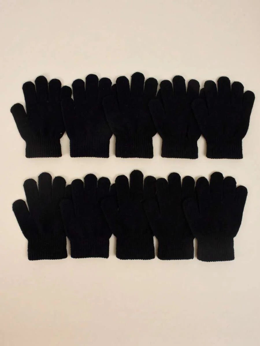 5 Pairs Kids Autumn/Winter Elastic Knitted Warm Gloves, Multiple Colors