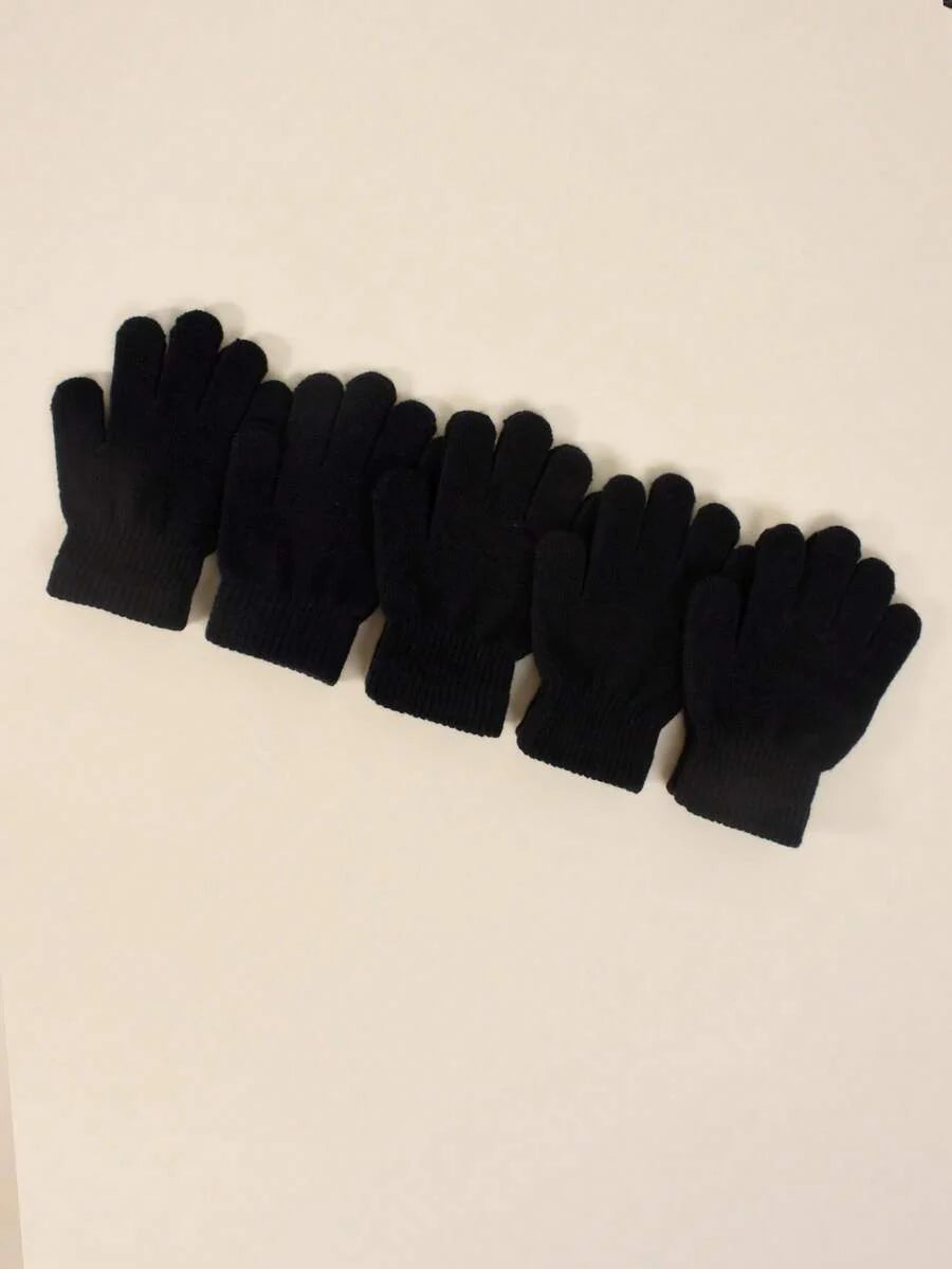 5 Pairs Kids Autumn/Winter Elastic Knitted Warm Gloves, Multiple Colors