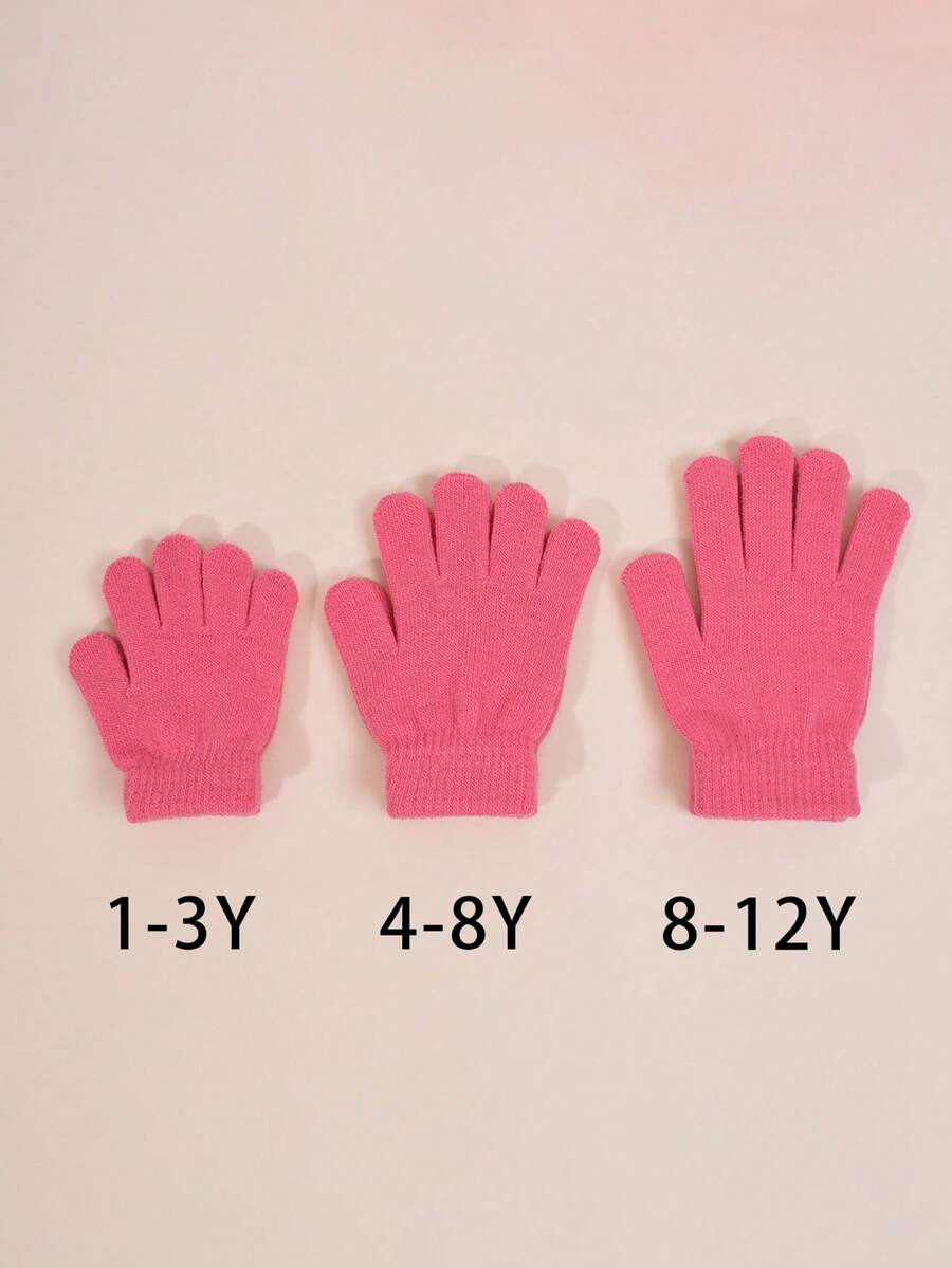 5 Pairs Kids Autumn/Winter Elastic Knitted Warm Gloves, Multiple Colors