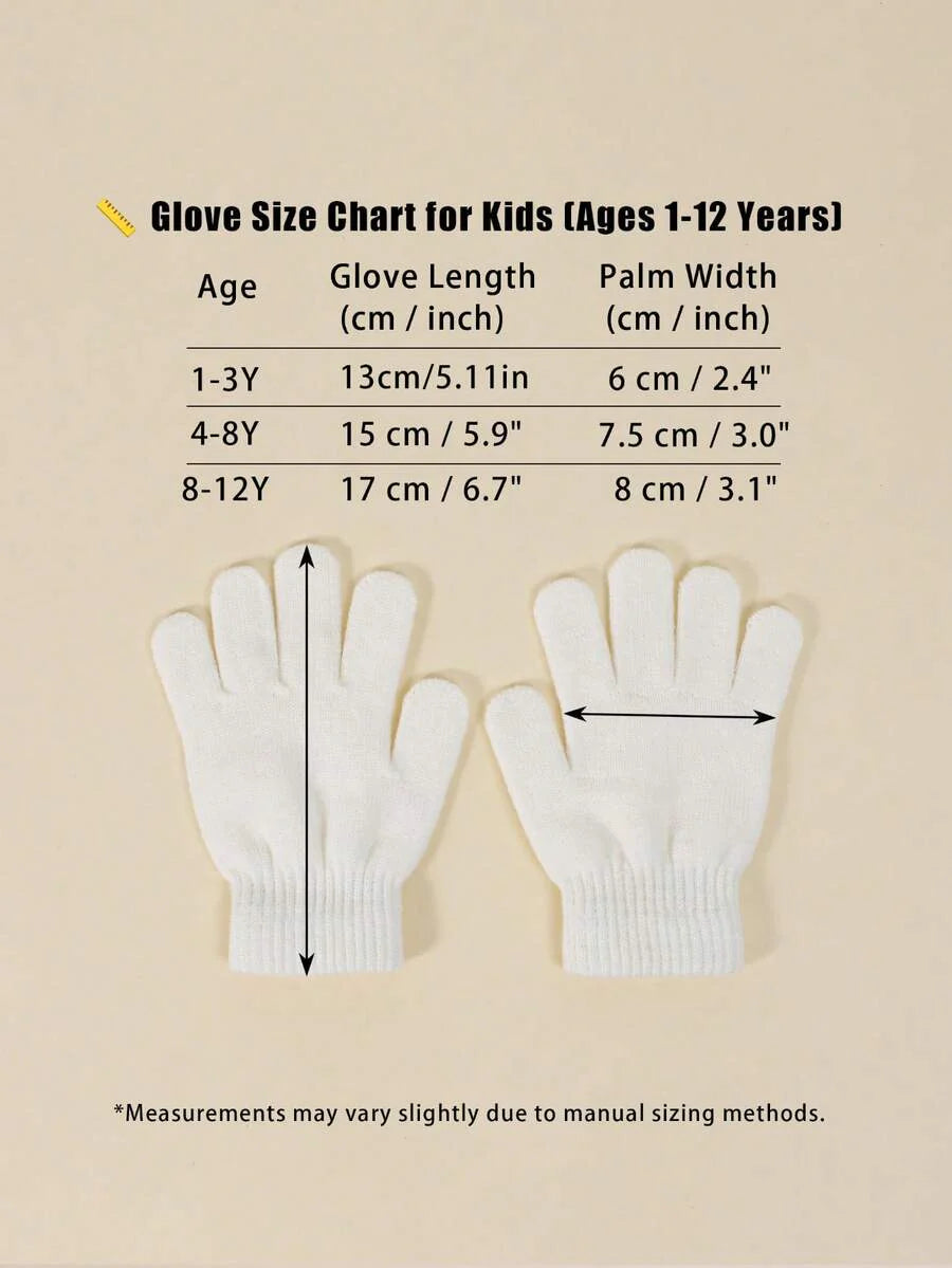 5 Pairs Kids Autumn/Winter Elastic Knitted Warm Gloves, Multiple Colors