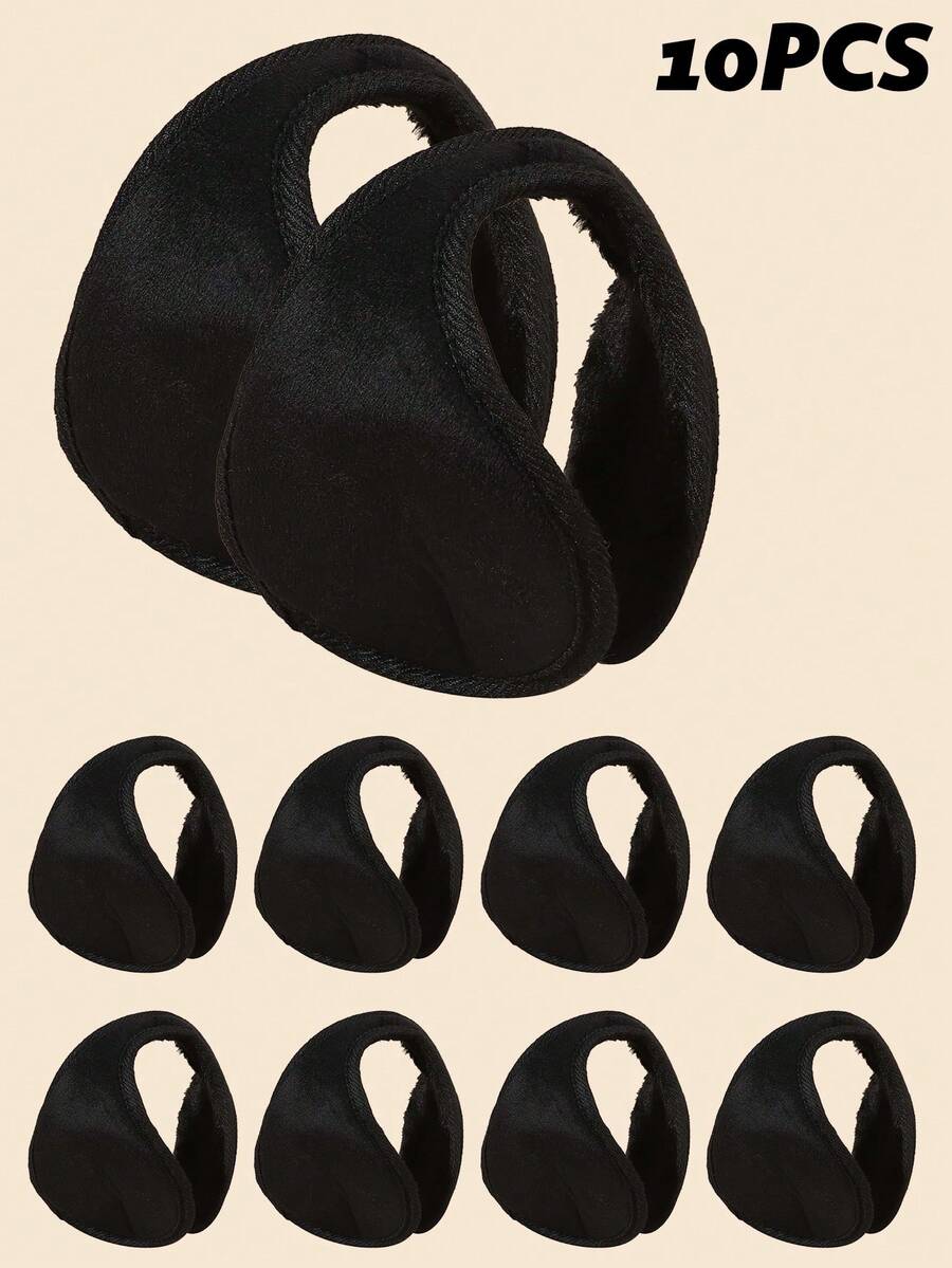 2pcs Men's Winter Solid Color Warm Ear Muffs