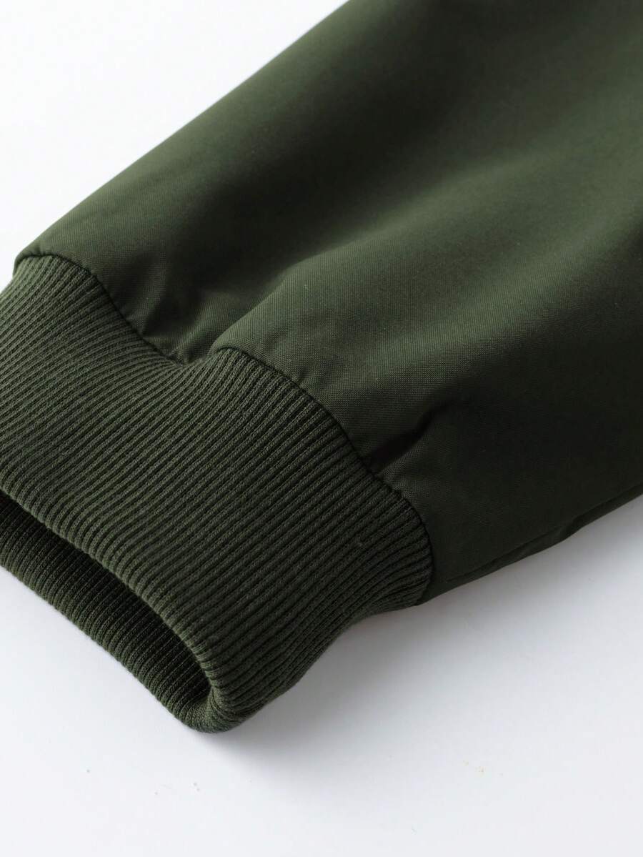 Manfinity EMRG Men's Color-Blocking Zipper Letter Printed Casual Long Sleeve Outdoor Windbreaker Jacket Coat